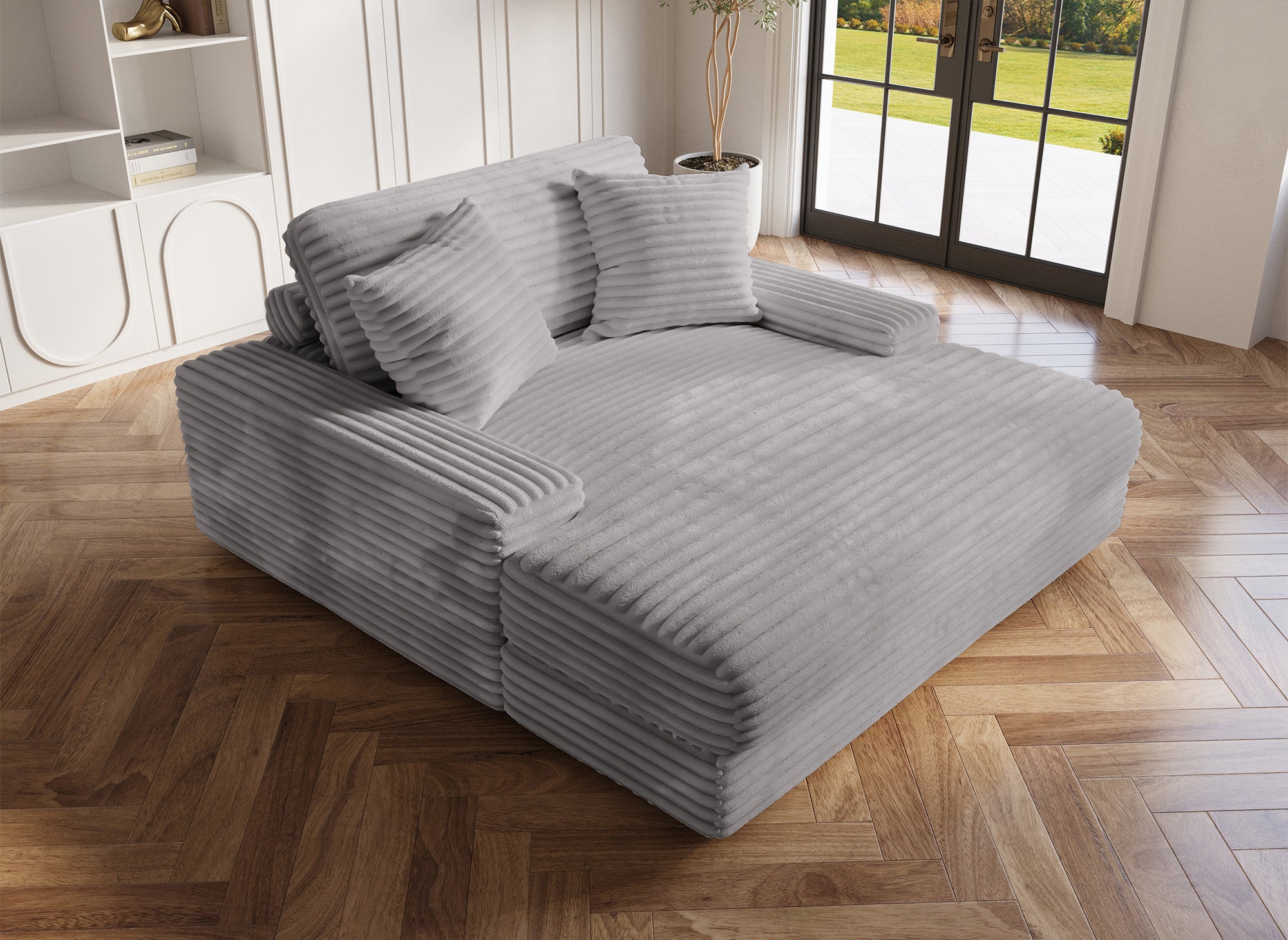 1-Sitzer-Chaiselongue-Sofa DAHO aus grauem Cord