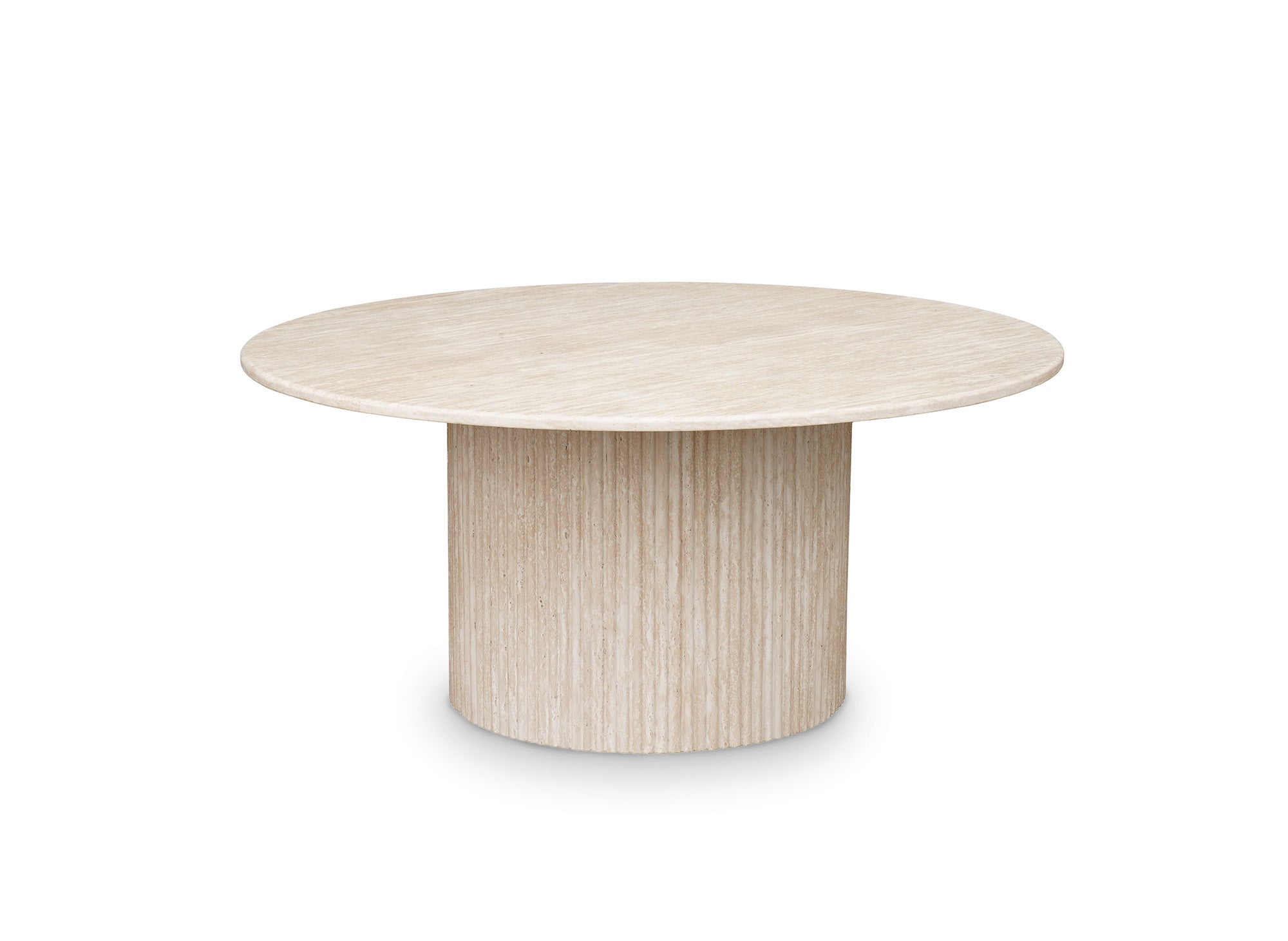 Runder Couchtisch aus beigem Verbundmarmor DHARA