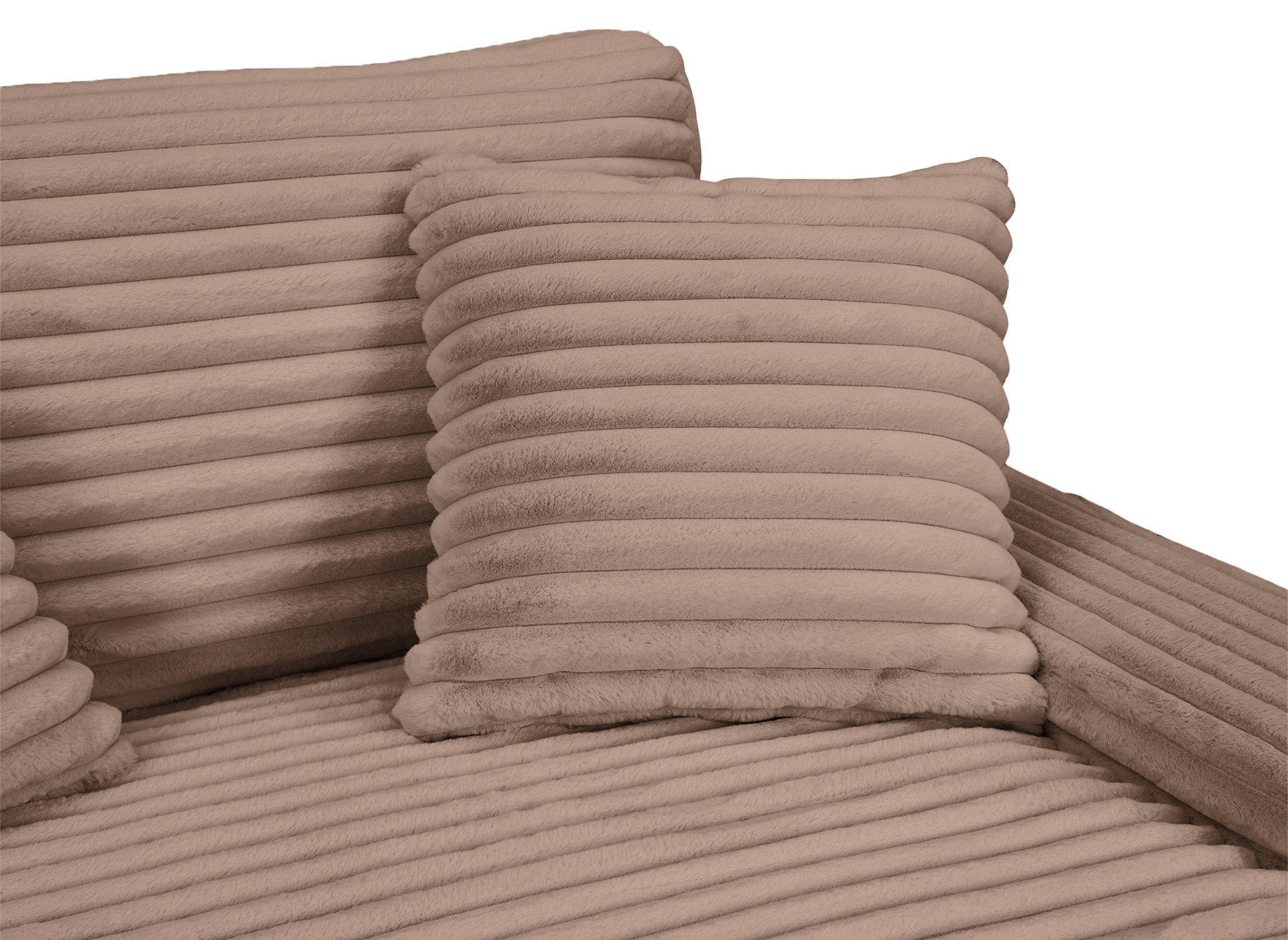 DAHO 2-Sitzer-Sofa mit geradem Sitz aus weichem, taupefarbenem Rippenstoff