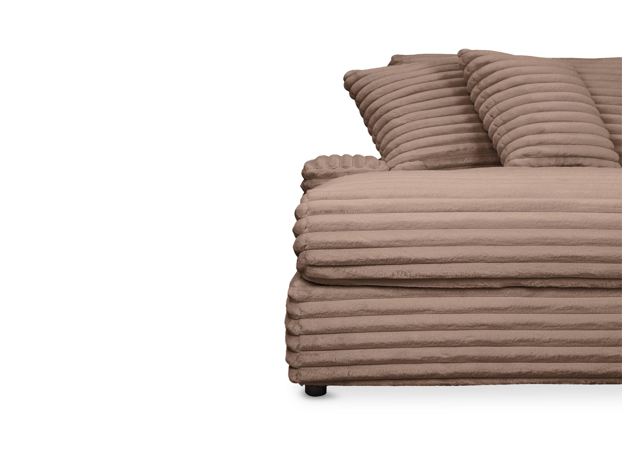 DAHO 2-Sitzer-Sofa mit geradem Sitz aus weichem, taupefarbenem Rippenstoff