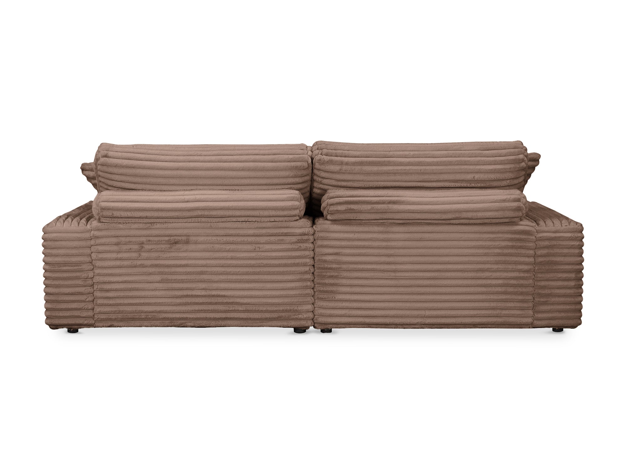 DAHO 2-Sitzer-Sofa mit geradem Sitz aus weichem, taupefarbenem Rippenstoff