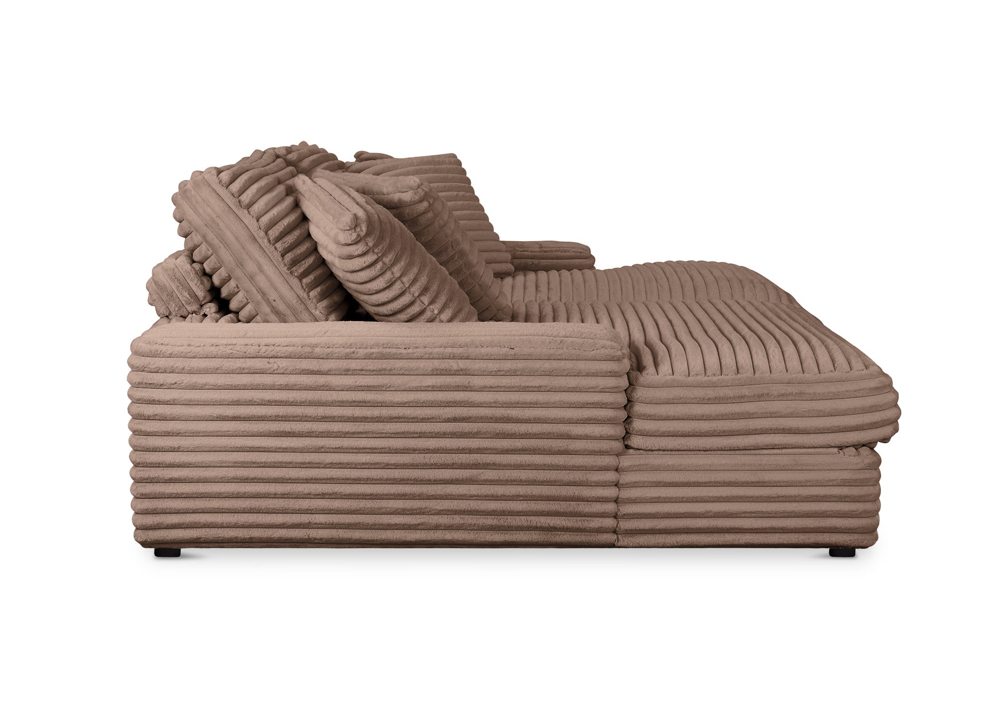 DAHO 2-Sitzer-Sofa mit geradem Sitz aus weichem, taupefarbenem Rippenstoff