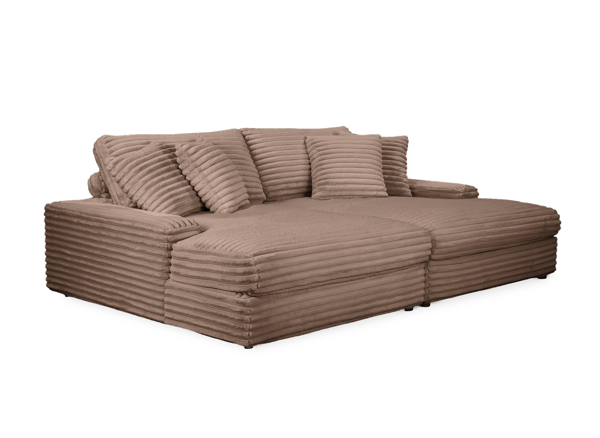 DAHO 2-Sitzer-Sofa mit geradem Sitz aus weichem, taupefarbenem Rippenstoff