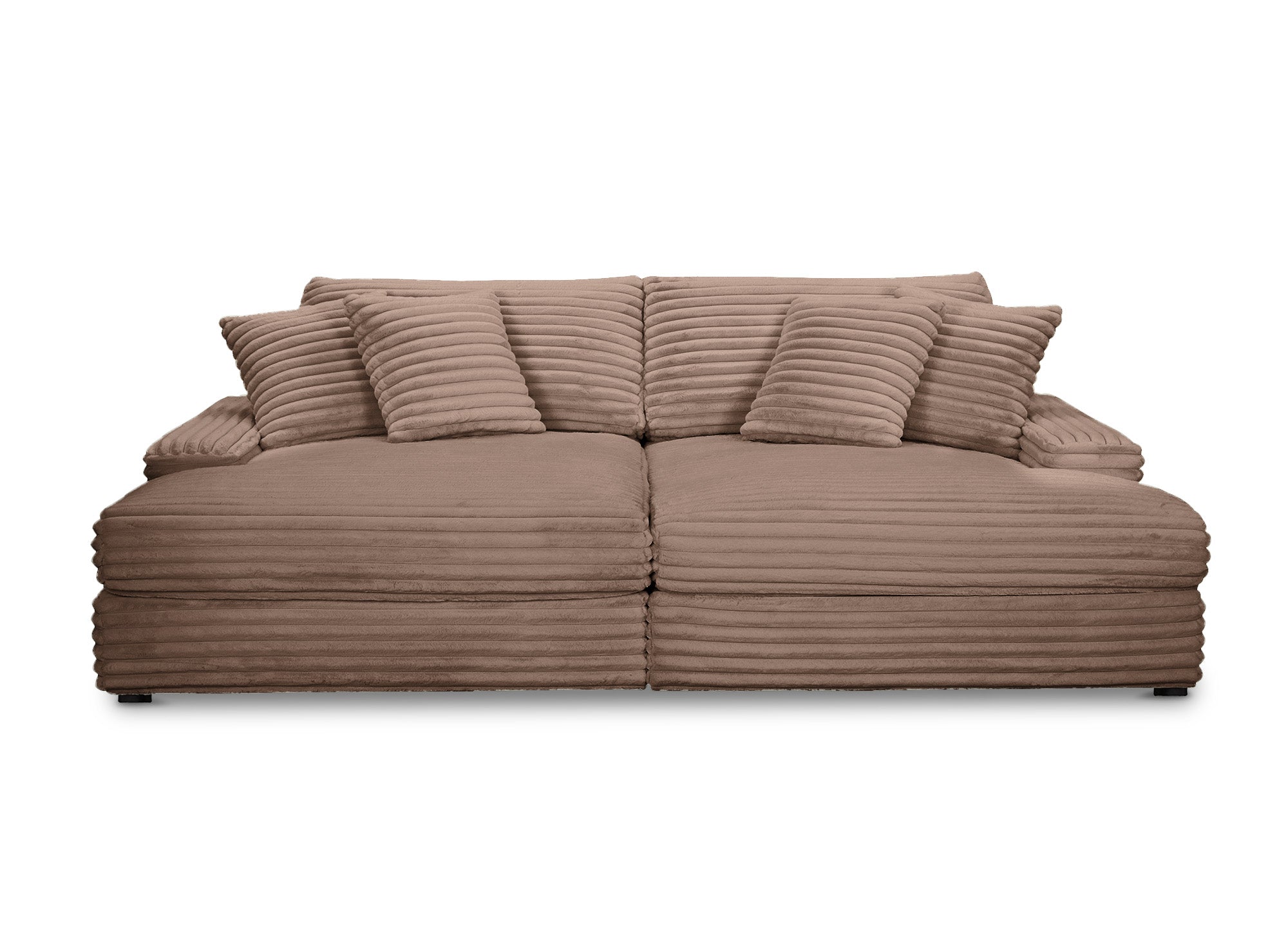 DAHO 2-Sitzer-Sofa mit geradem Sitz aus weichem, taupefarbenem Rippenstoff