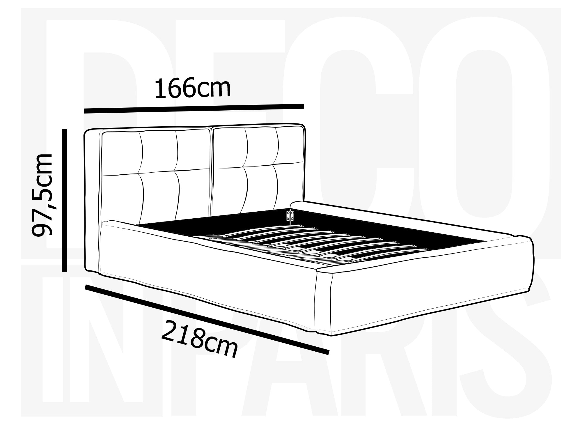Doppelbett in beigem Frotteestoff 140x190 cm YUNA