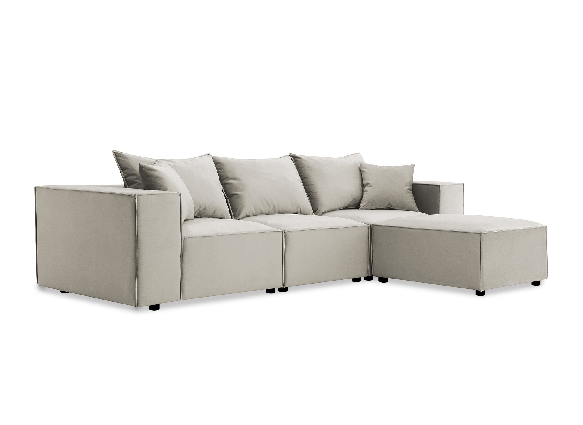 HARLEM modulares Ecksofa aus taupefarbenem Samt