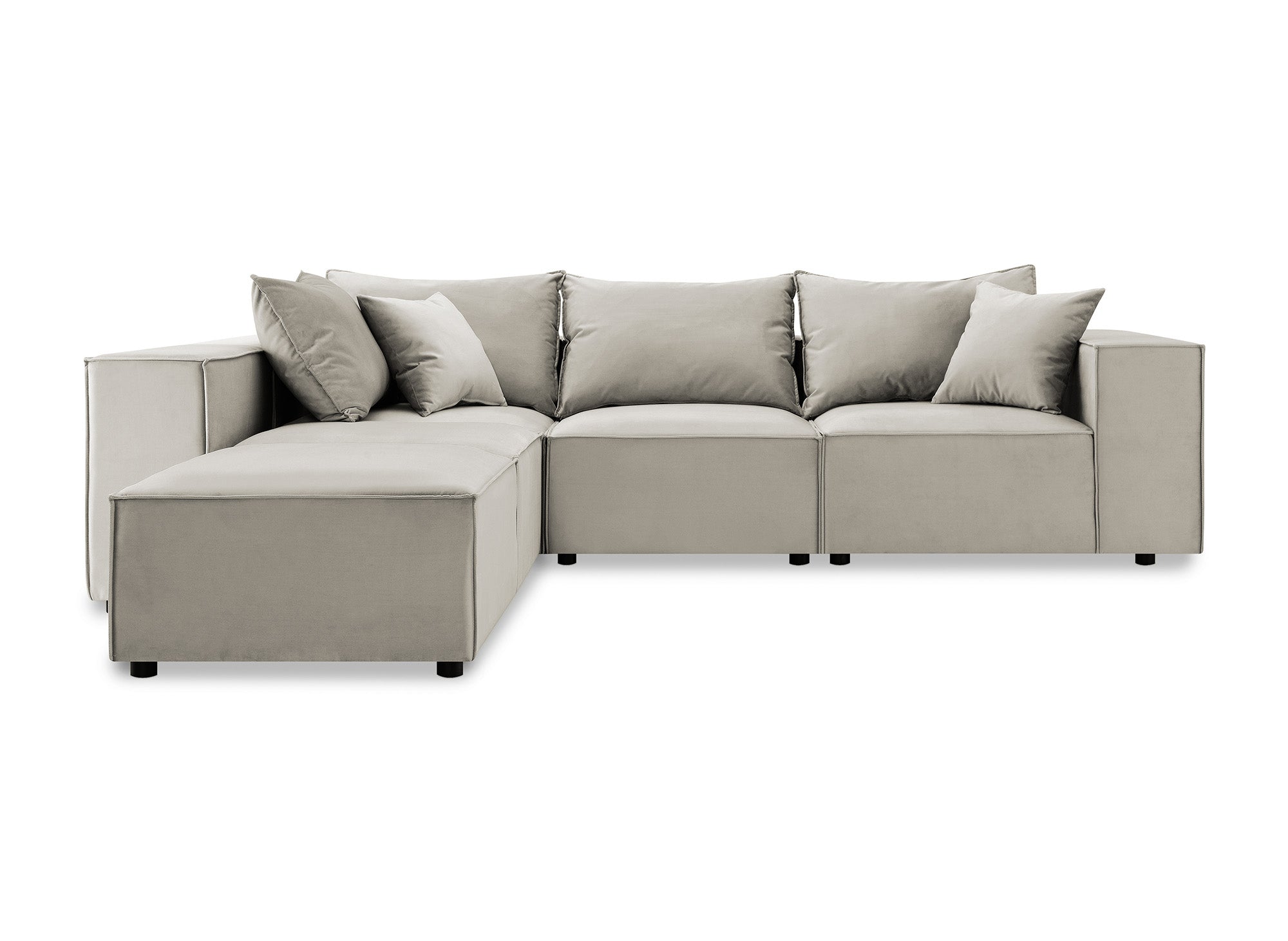 Modulares Ecksofa HARLEM XL mit 1 taupefarbenem Samt-Pouf