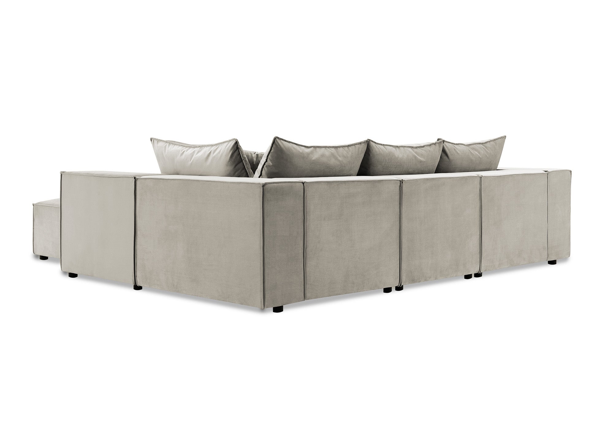 Modulares Ecksofa HARLEM XL mit 1 taupefarbenem Samt-Pouf