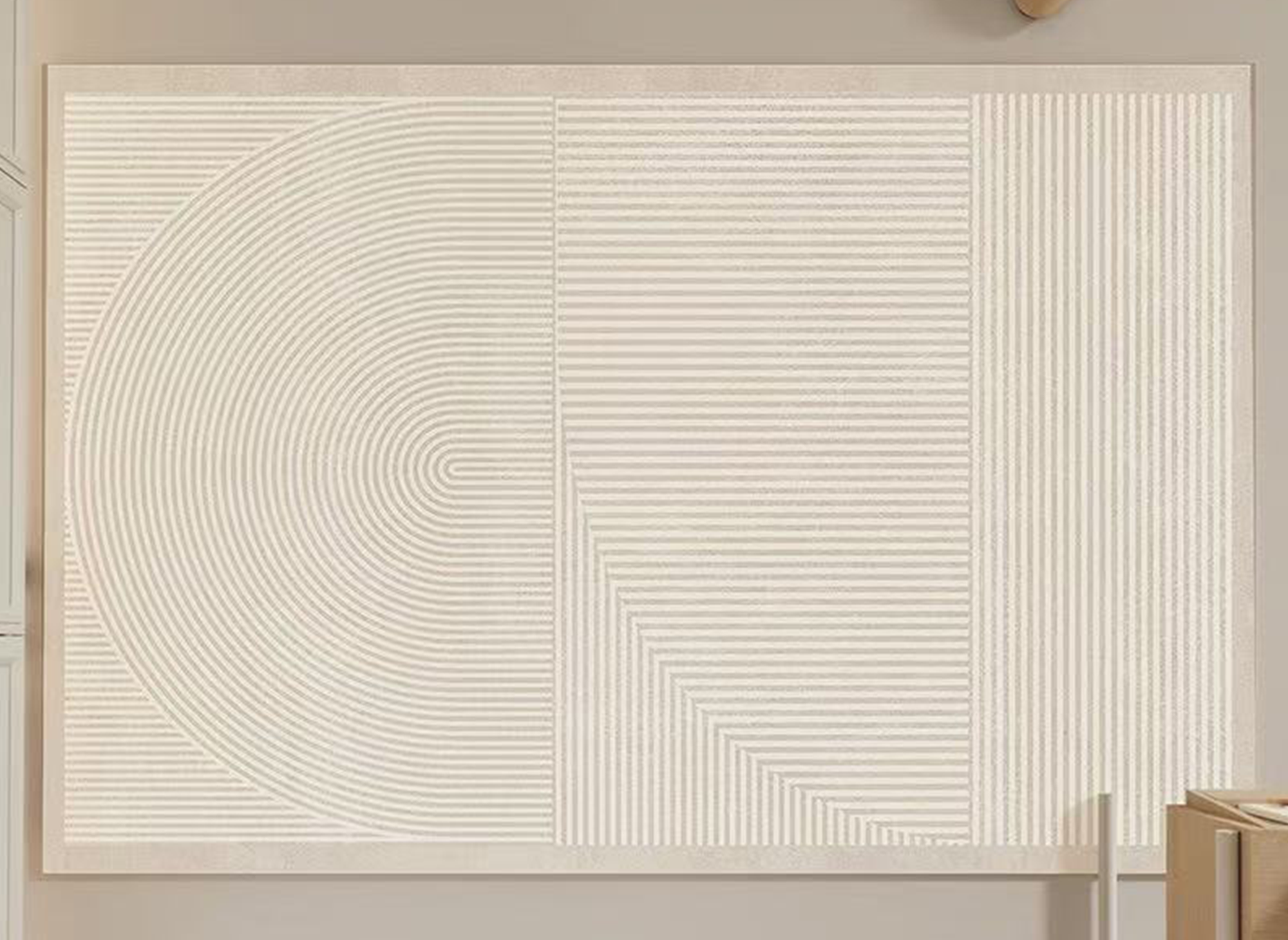 Beigefarbener rechteckiger Teppich mit minimalistischem Muster 160x230cm BEYA