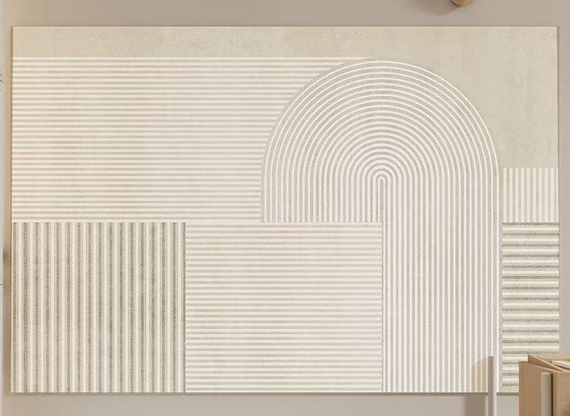 Beigefarbener rechteckiger Teppich mit geometrischen Mustern 160x230cm SYNDRA