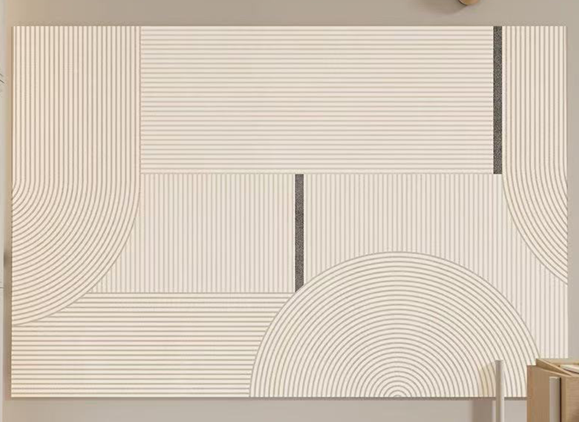 Rechteckiger beigefarbener Teppich mit geometrischem Muster 160x230cm LYRA