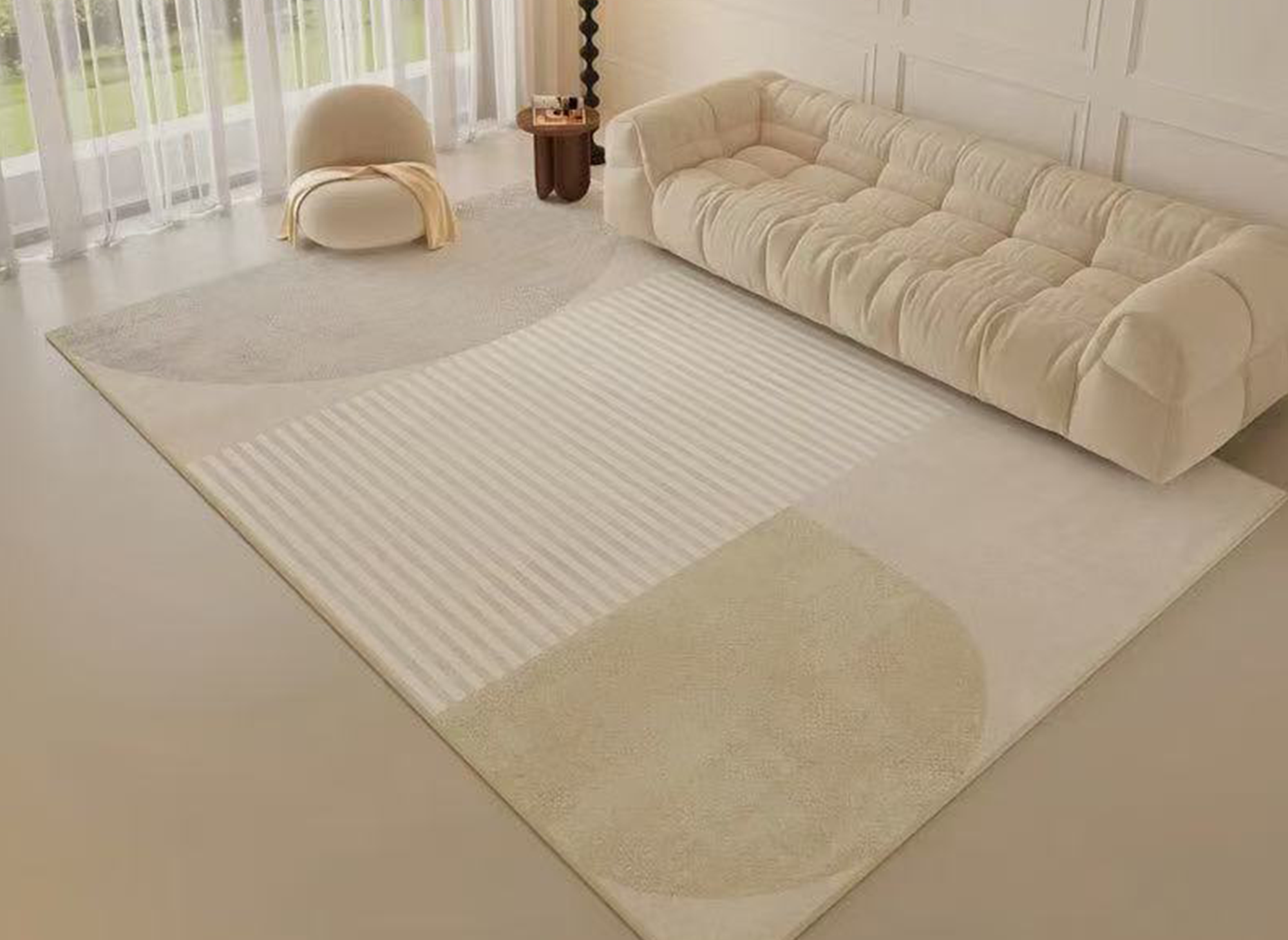 Beigefarbener rechteckiger Teppich mit geometrischem Muster 160x230cm KANNY