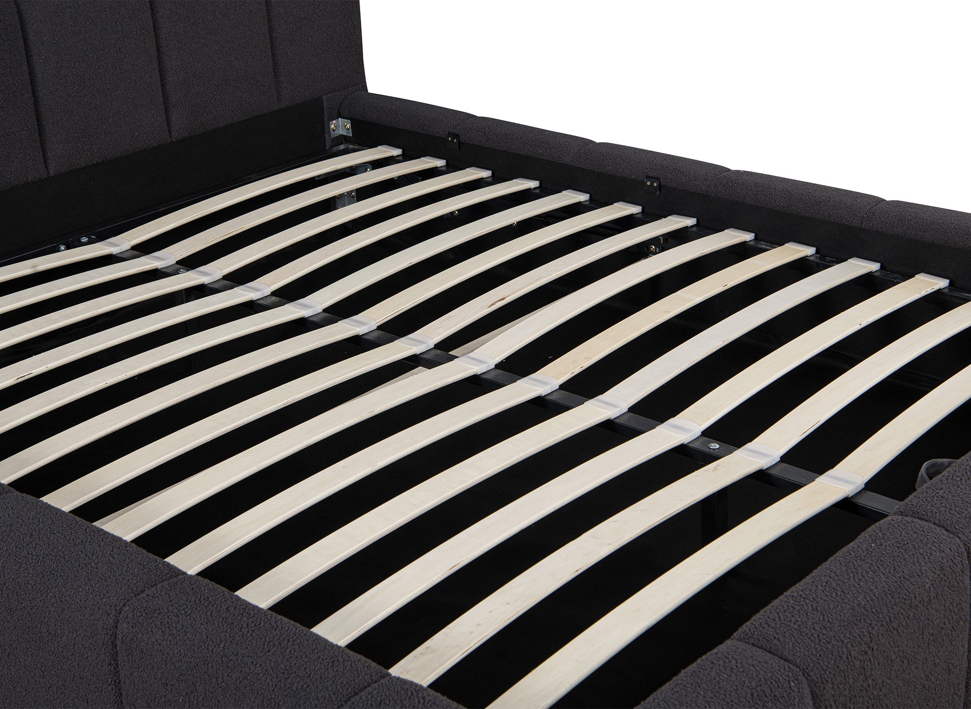 MILIE Bett mit Stauraum aus Frottee, grau, 160 x 200 cm