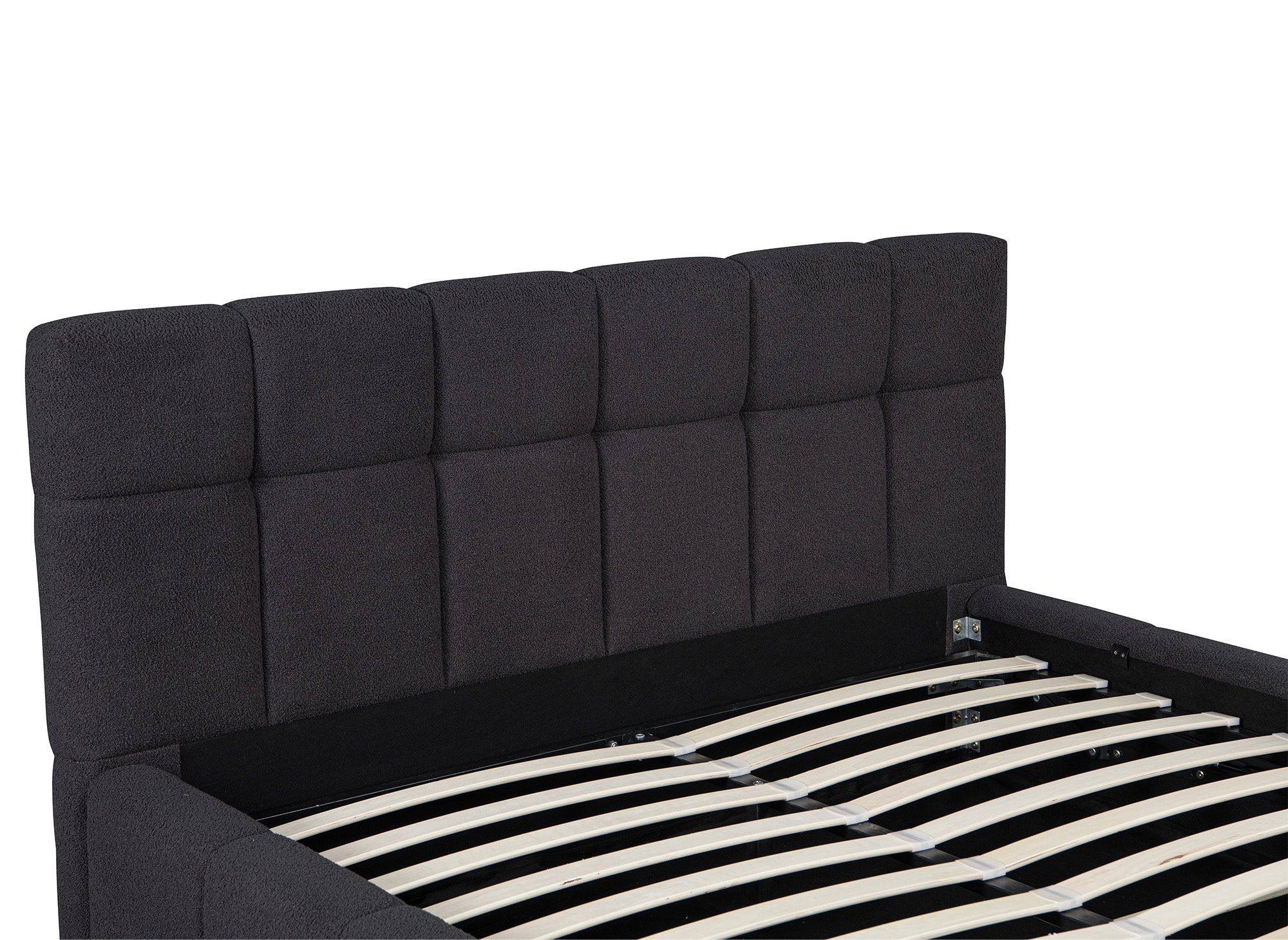 MILIE Bett mit Stauraum aus Frottee, grau, 160 x 200 cm