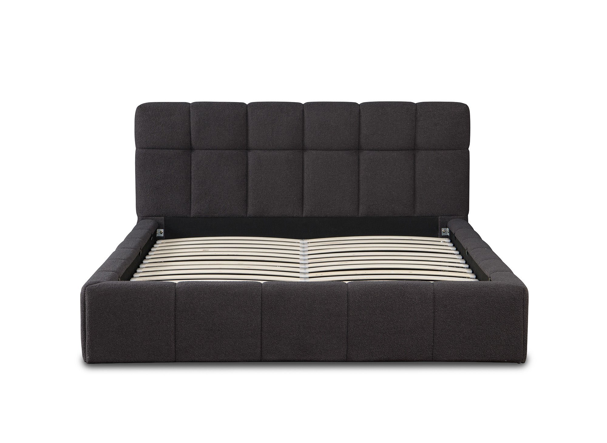MILIE Bett mit Stauraum aus Frottee, grau, 160 x 200 cm
