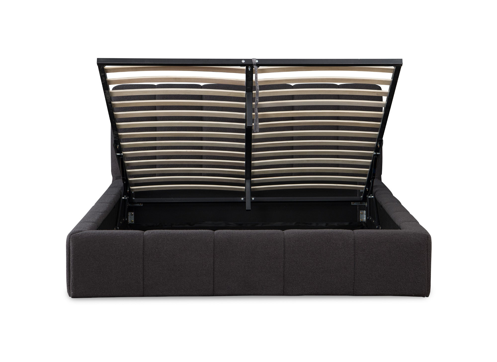MILIE Bett mit Stauraum aus Frottee, grau, 160 x 200 cm