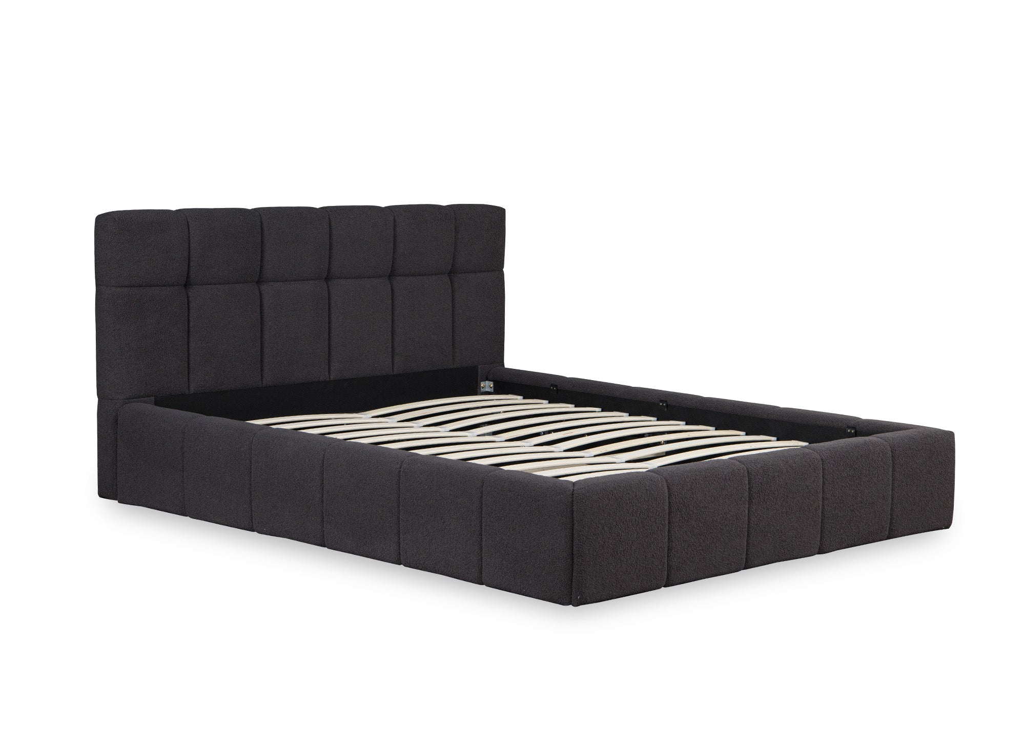 MILIE Bett mit Stauraum aus Frottee, grau, 160 x 200 cm