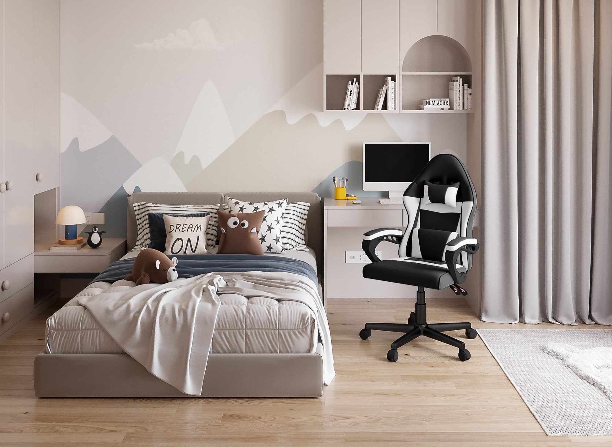 GHOST Bürostuhl aus schwarz-weißem Stoff