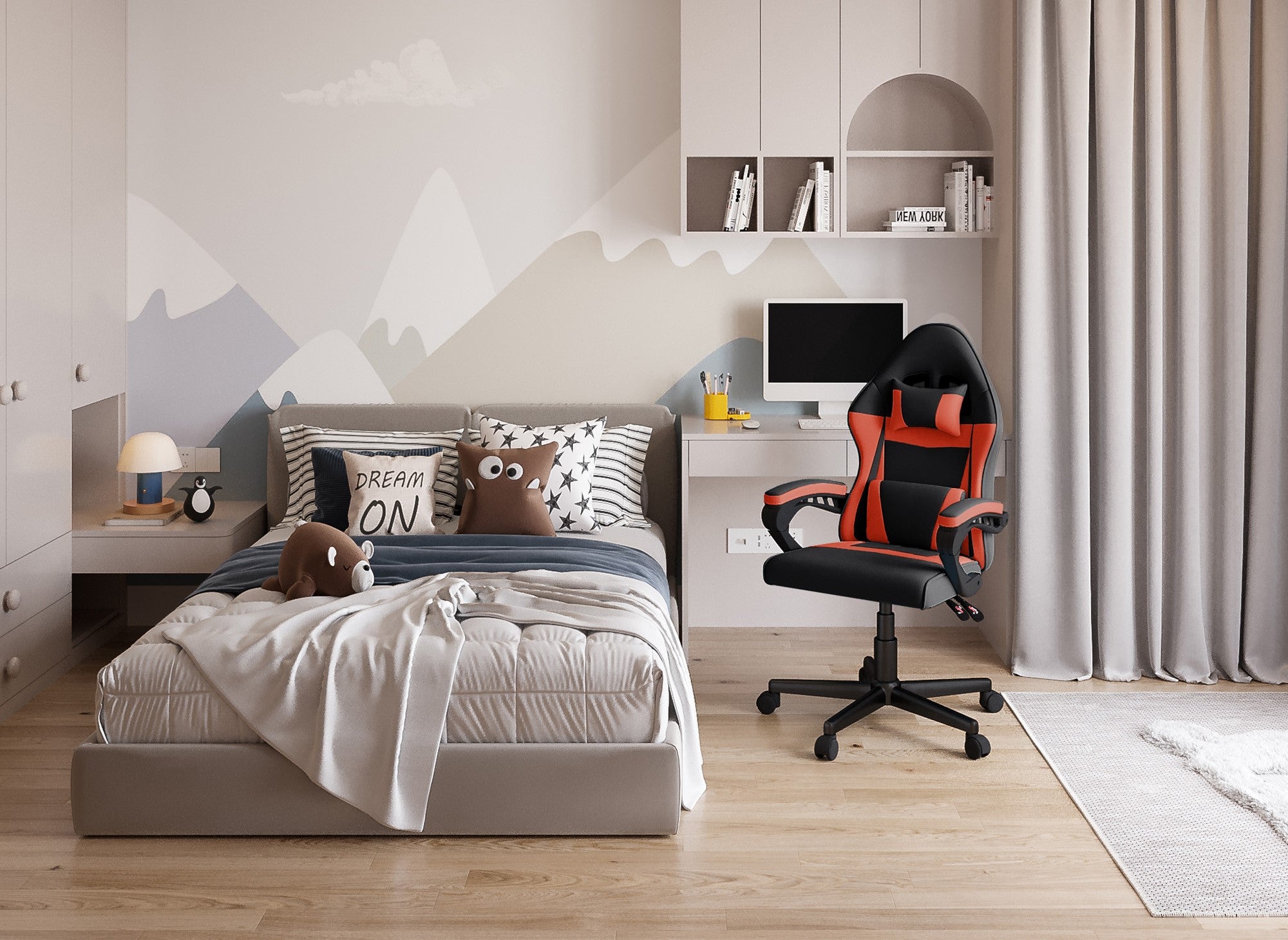 GHOST Bürostuhl aus schwarz-rotem Stoff