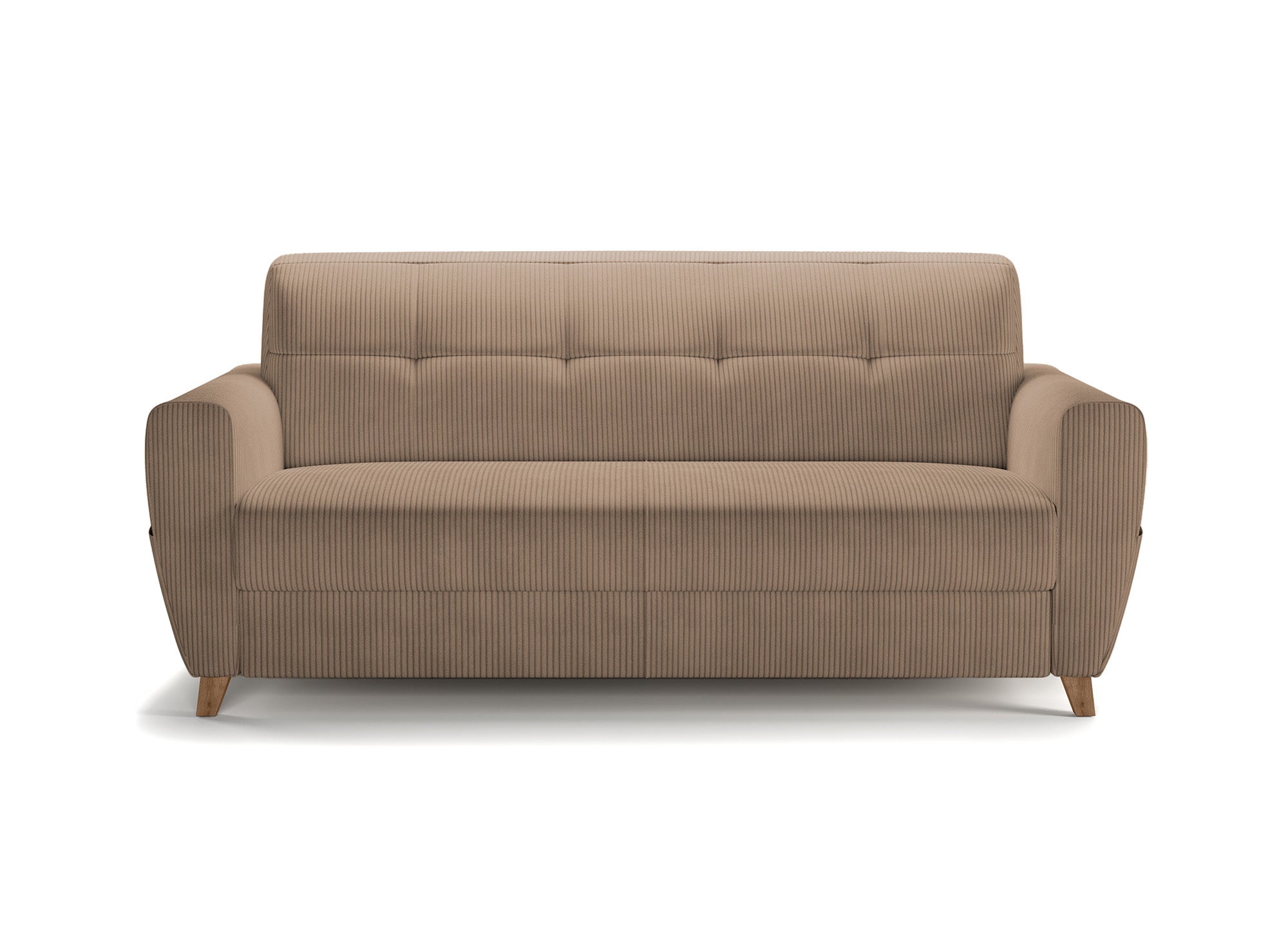 TOBIAS 3-Sitzer-Schlafsofa aus Mokka-Cord mit 14 cm Matratze