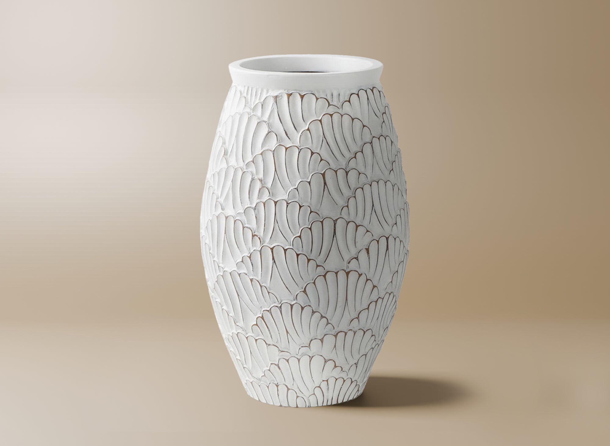 Weiße Vase aus Kunstharz, H43 cm, ZEDER