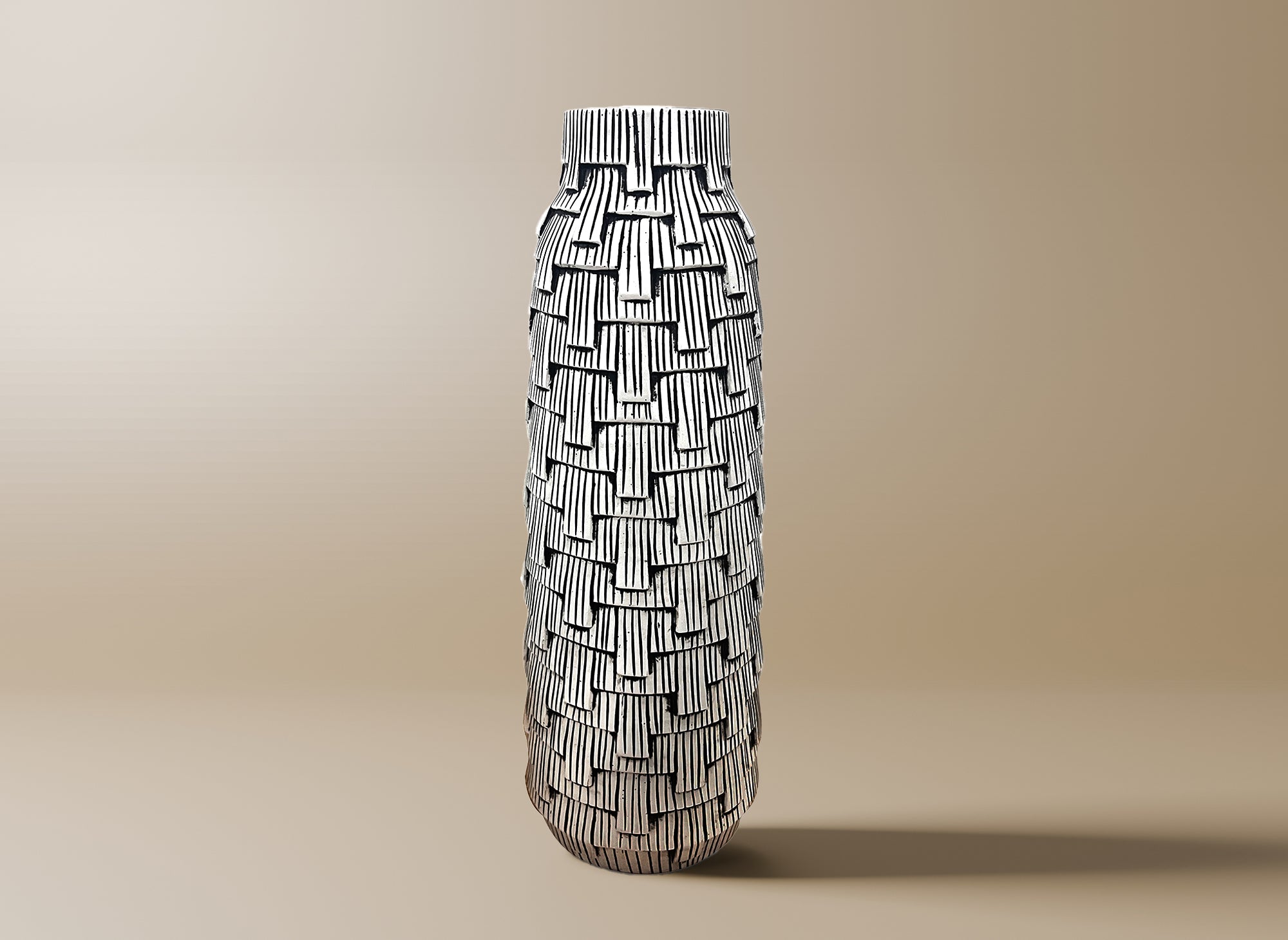 Moderne schwarz-weiße Polyresinvase H50 cm INAYA