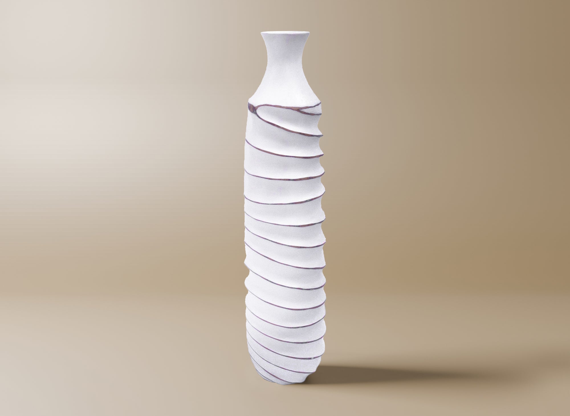 Große weiße Harzvase H60 cm TWIST