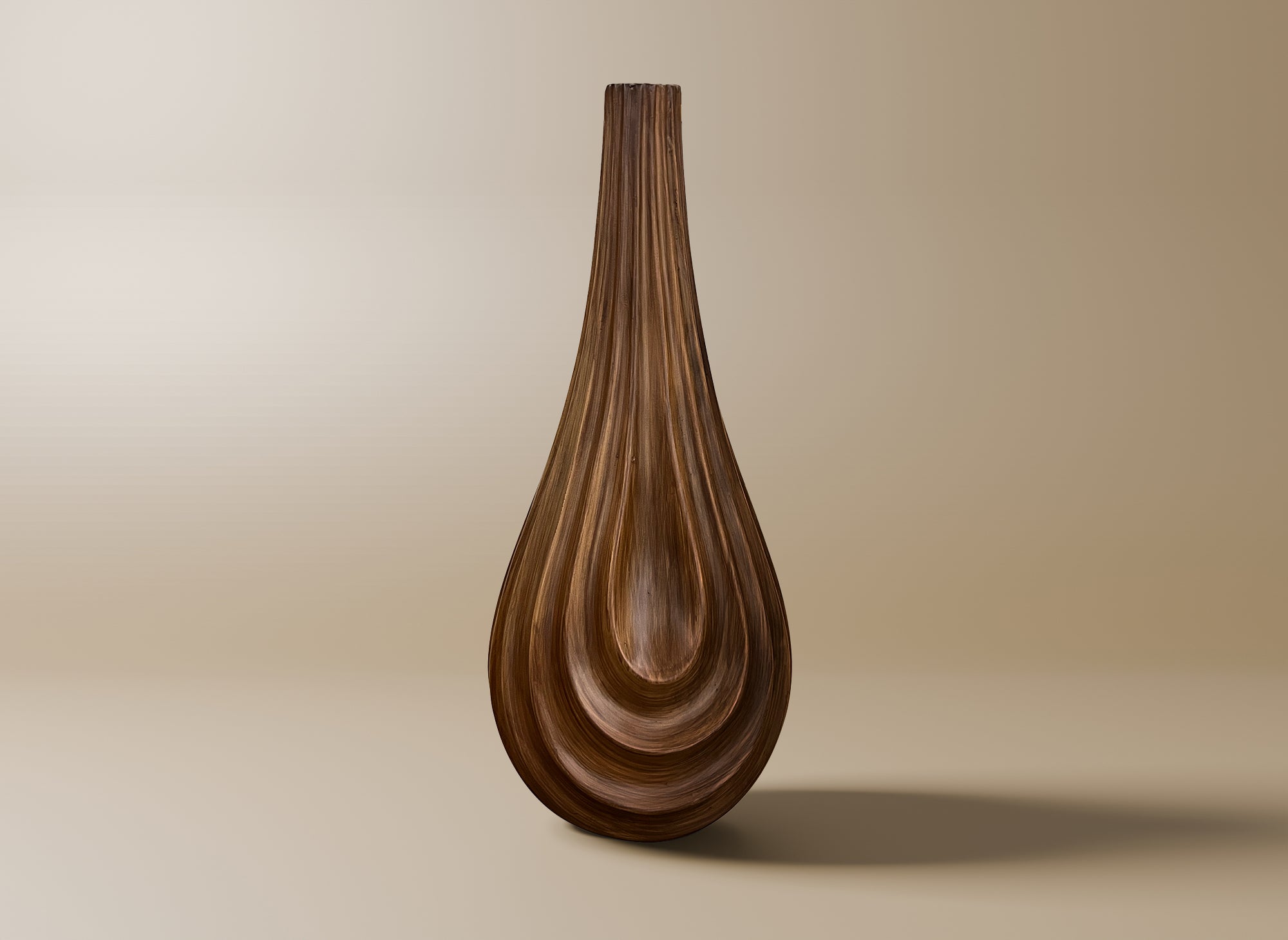 DERYA Polyresin Tropfenvase Holzimitat H38 cm