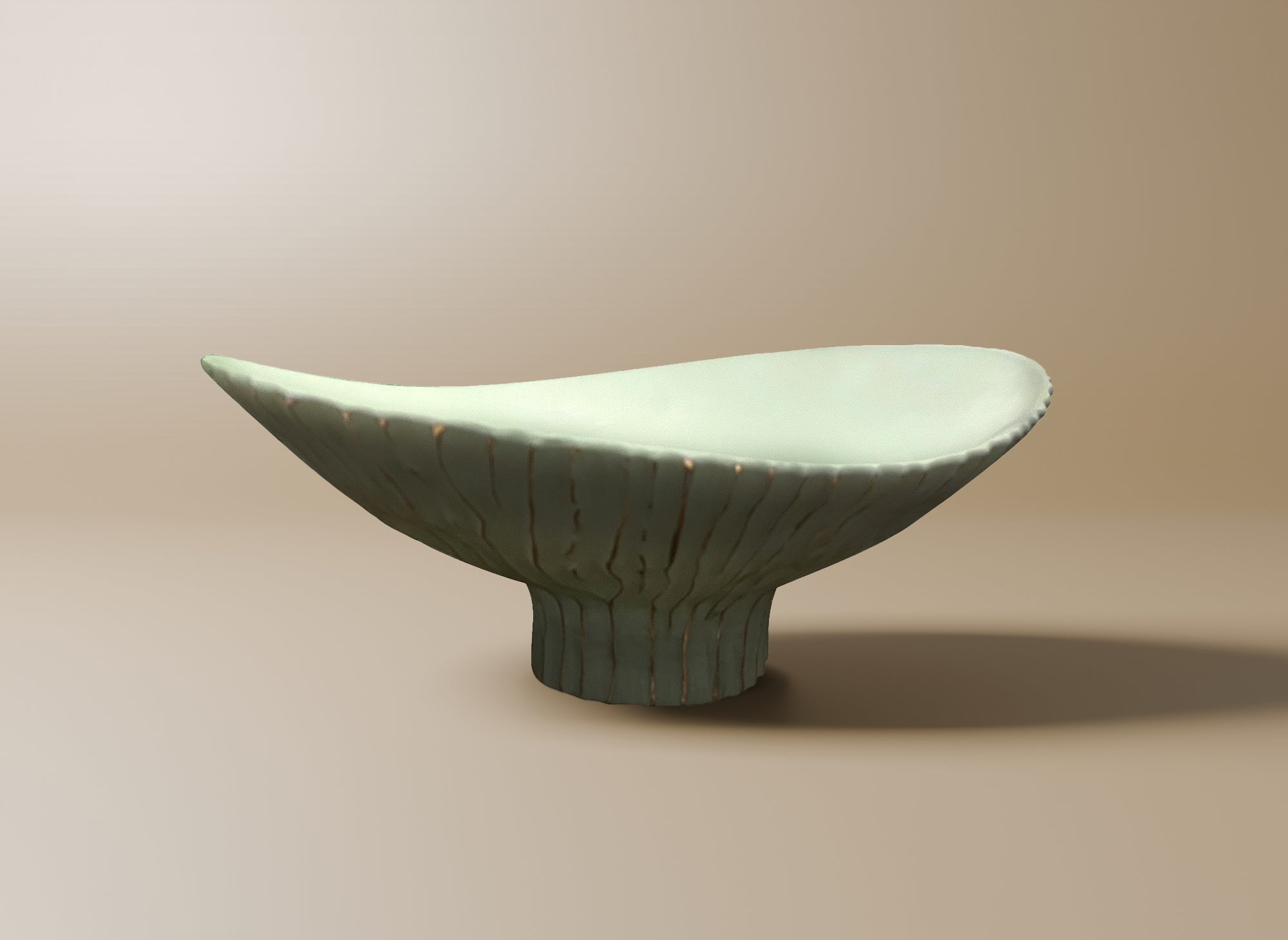 GABY Ovale Schale aus Polyresin, Grün und Gold, 46 cm