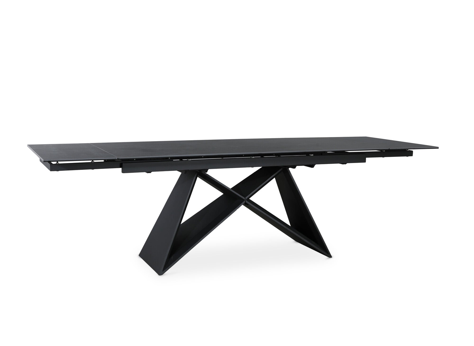 Ausziehbarer Esstisch GABRIEL aus schwarzer Keramik mit Marmoreffekt