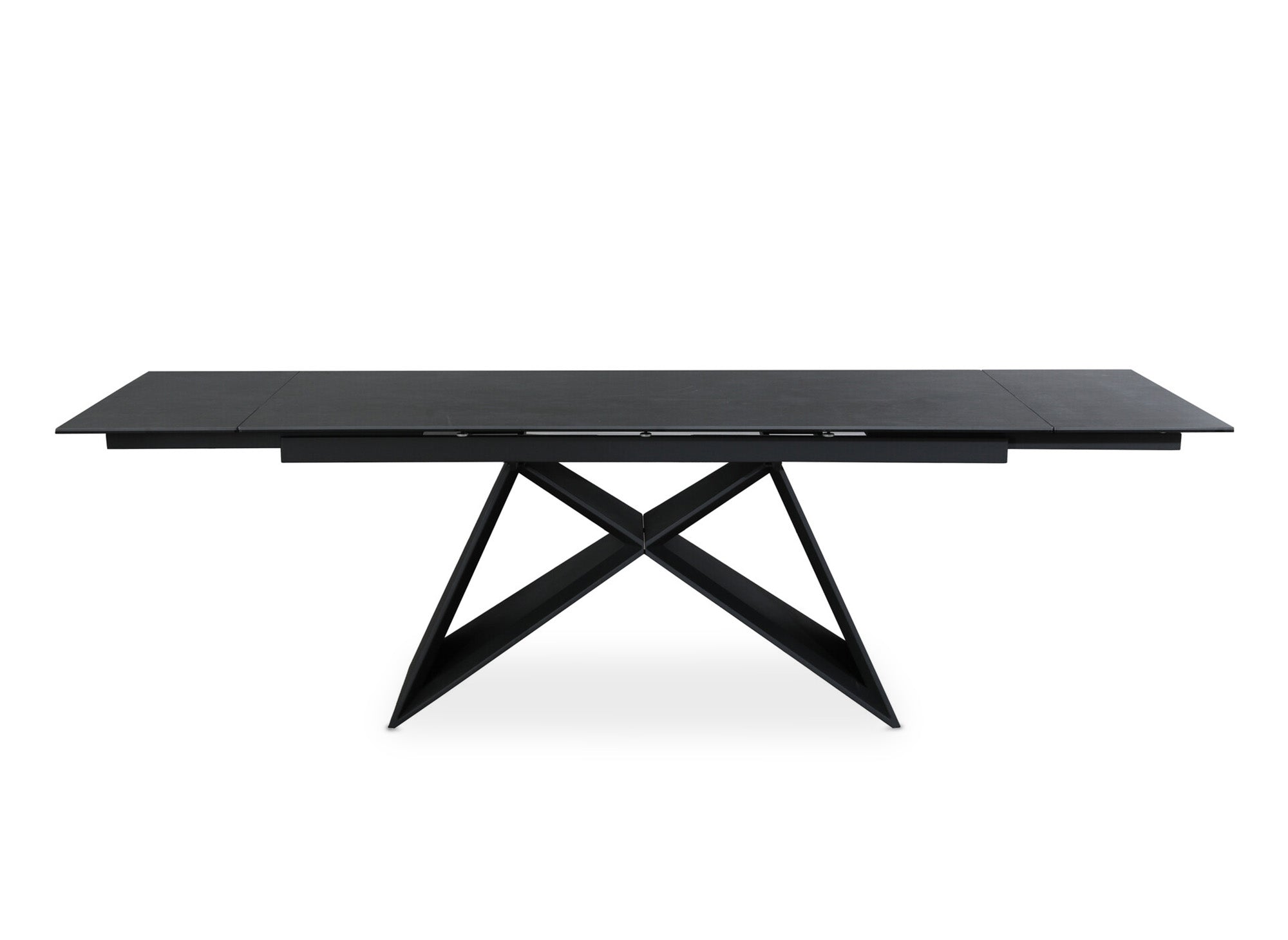 Ausziehbarer Esstisch GABRIEL aus schwarzer Keramik mit Marmoreffekt