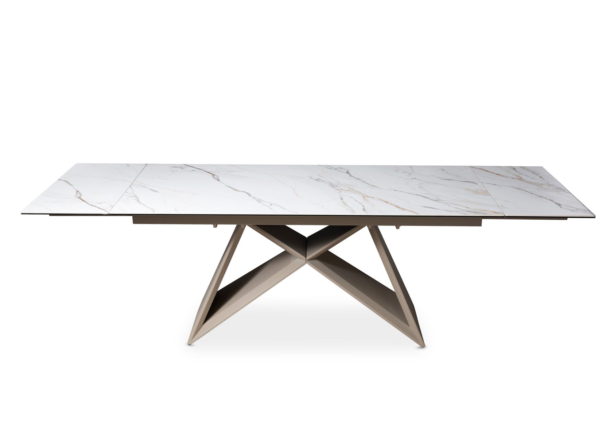 Ausziehbarer Esstisch GABRIEL aus weißer Keramik mit Marmoreffekt