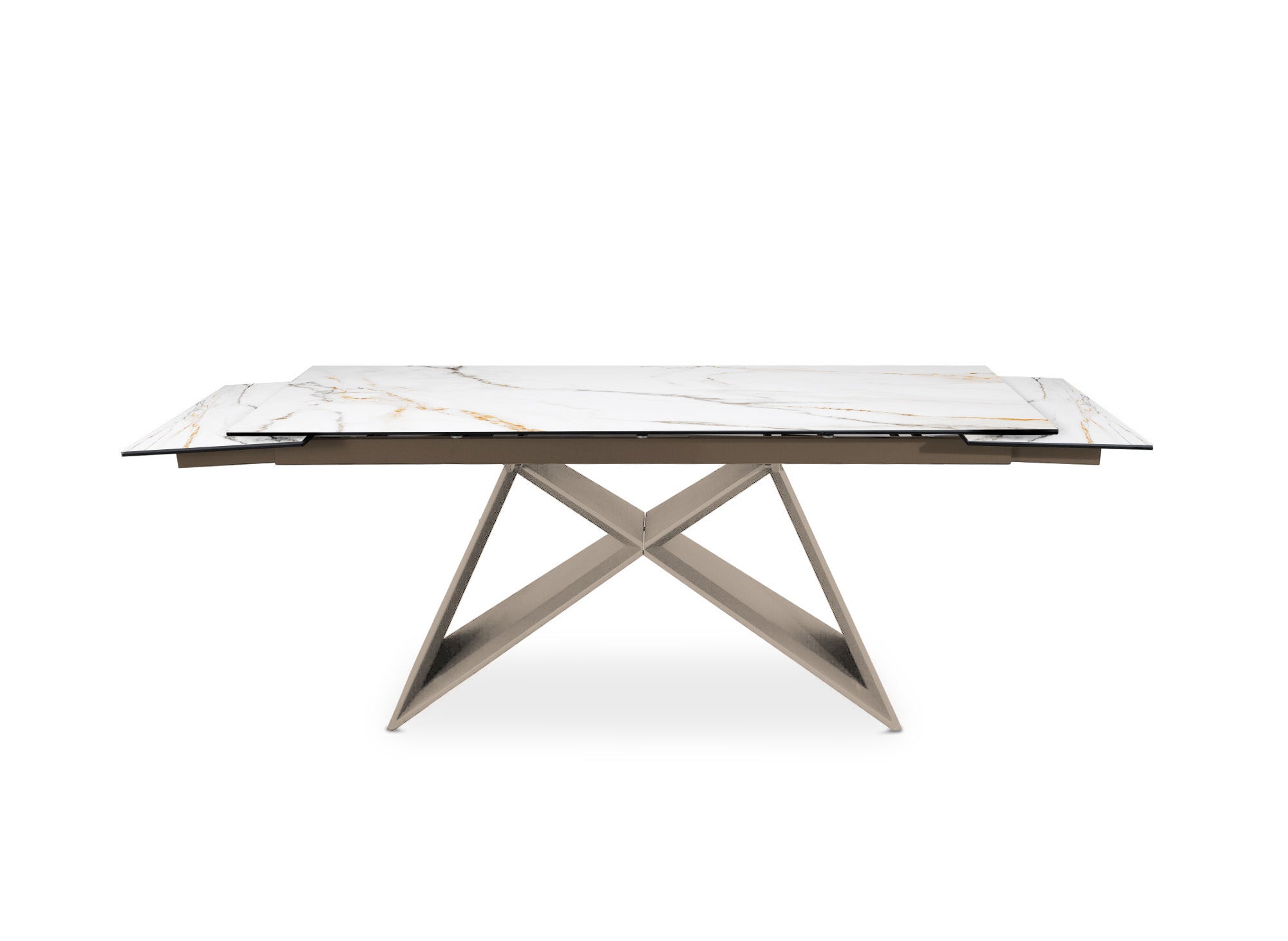 Ausziehbarer Esstisch GABRIEL aus weißer Keramik mit Marmoreffekt