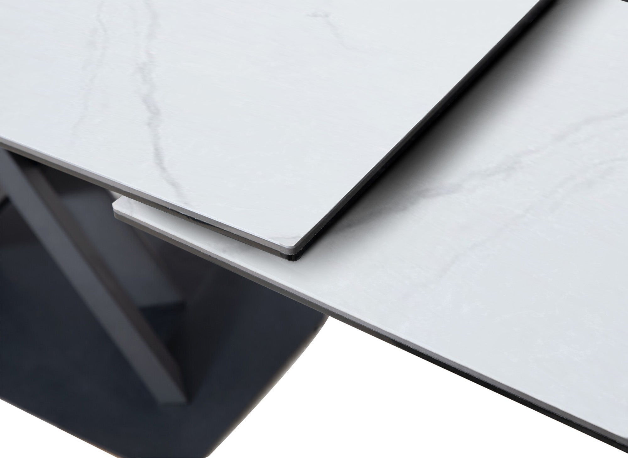 ELEGANCE ausziehbarer weißer Keramik-Esstisch für 6-10 Personen