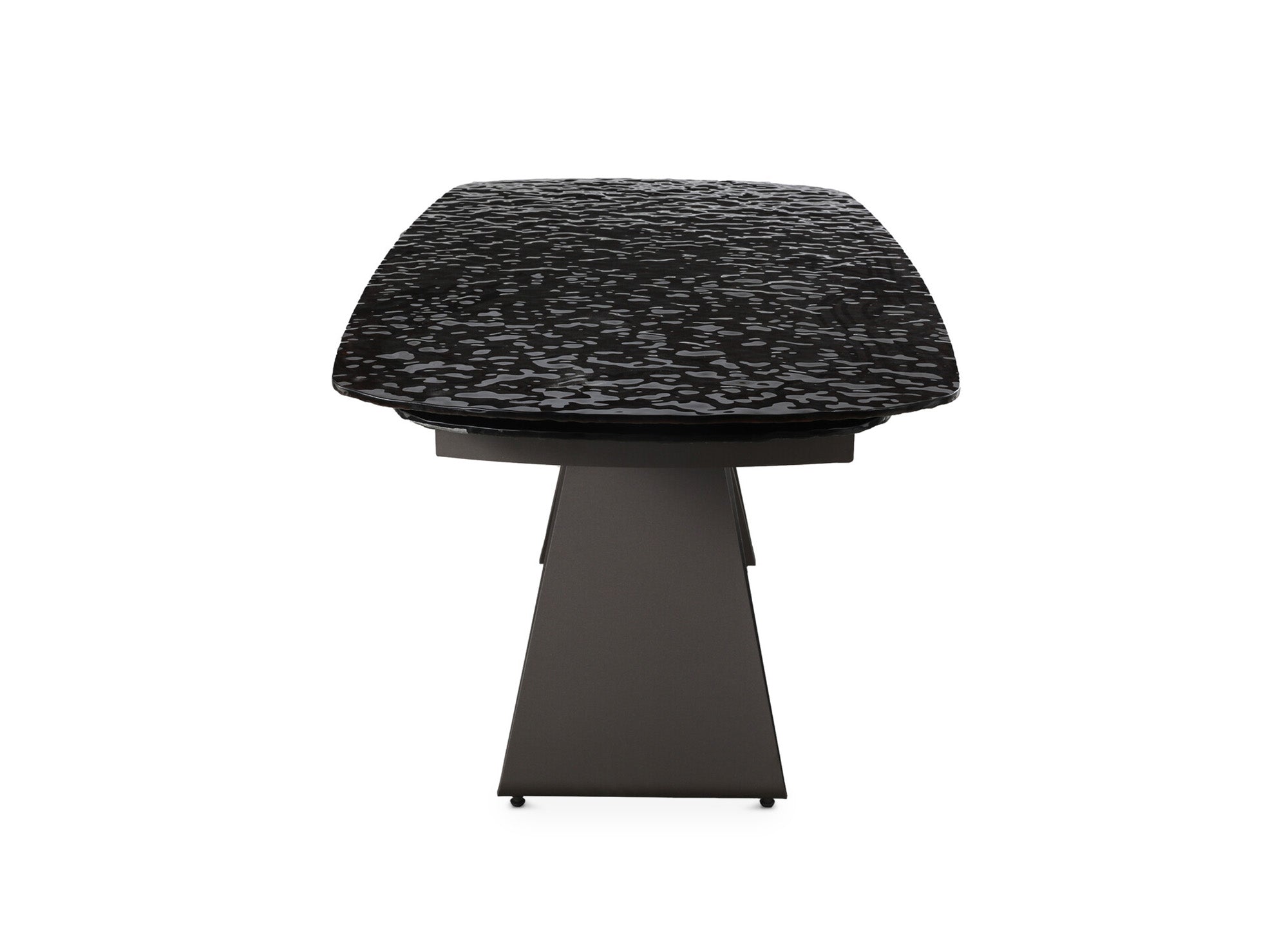 Ausziehbarer Esstisch aus schwarzem Hartglas für 6-10 Personen PARIS