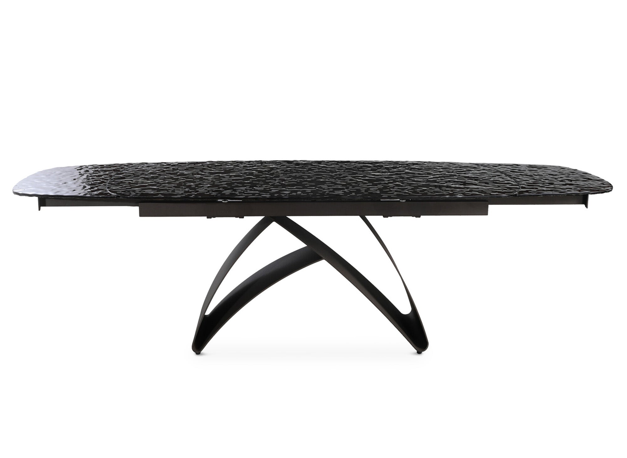 Ausziehbarer Esstisch aus schwarzem Hartglas für 6-10 Personen PARIS