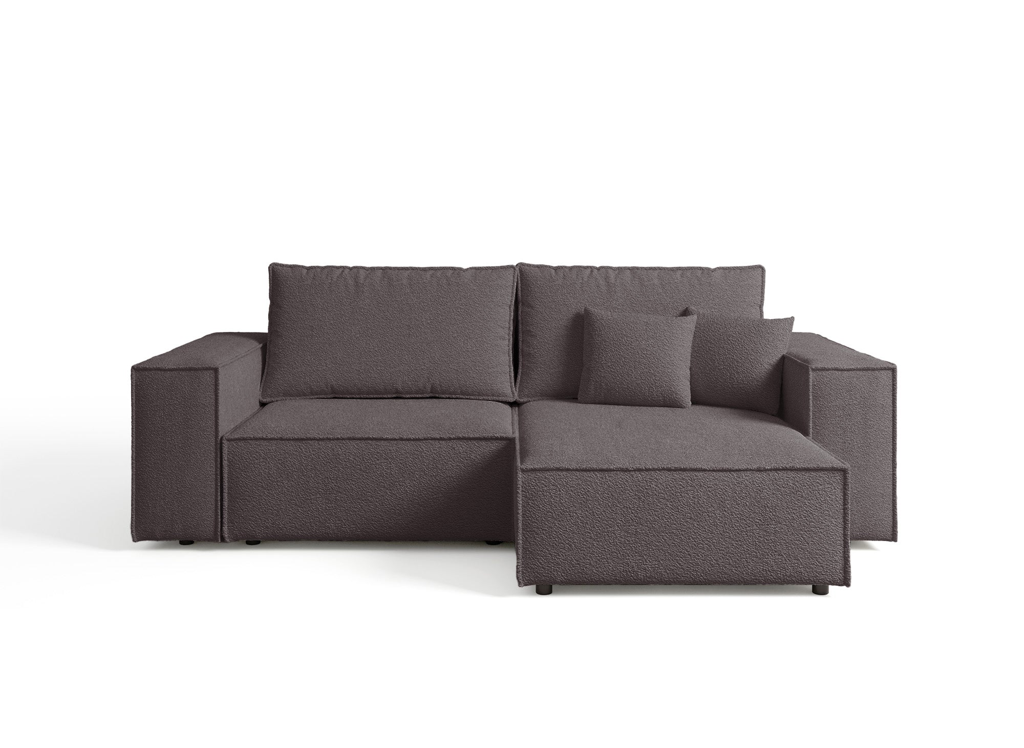 JADE MINI umwandelbares und wendbares Ecksofa mit Stauraum aus braunem Bouclé-Stoff