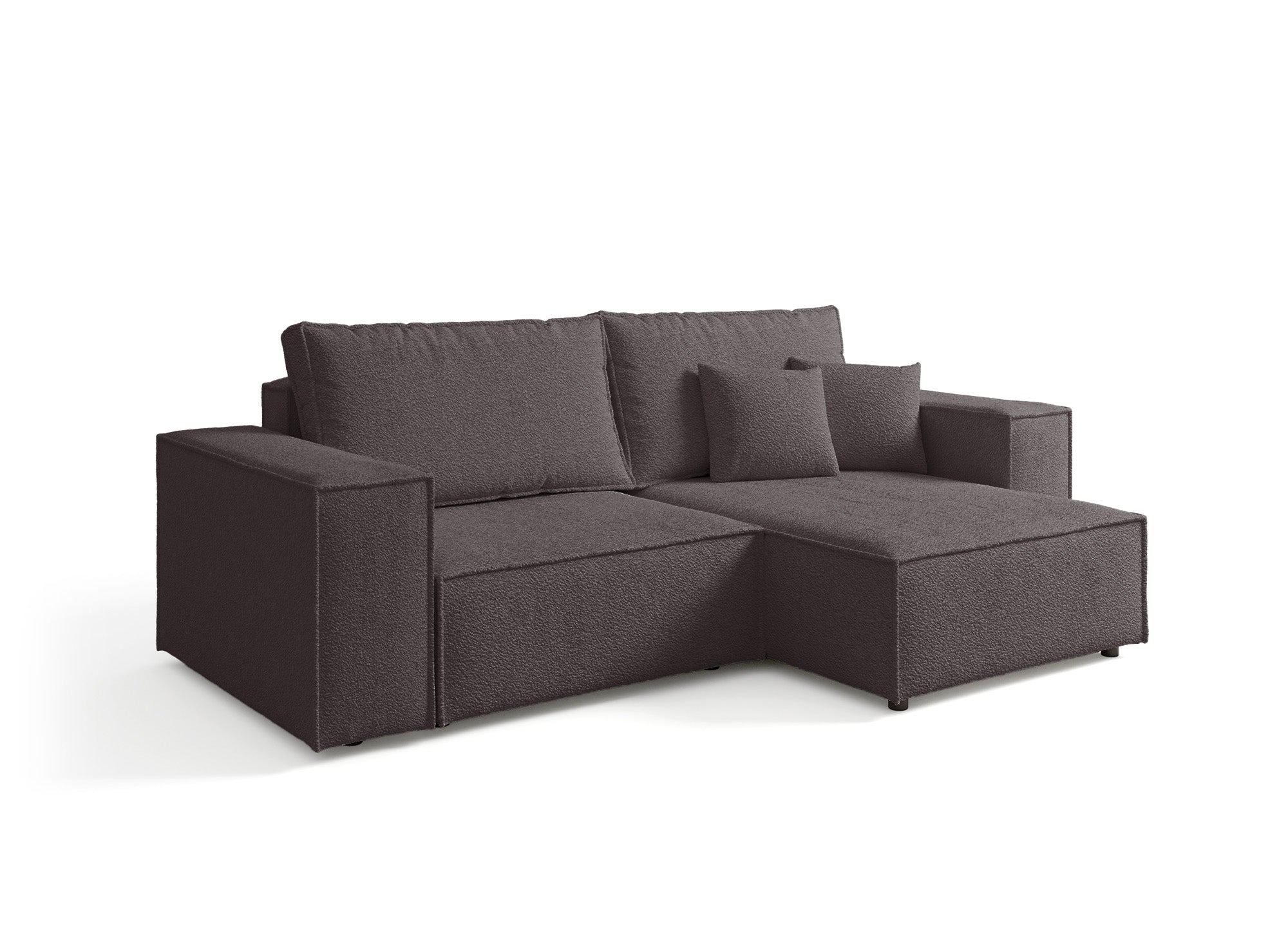 JADE MINI umwandelbares und wendbares Ecksofa mit Stauraum aus braunem Bouclé-Stoff