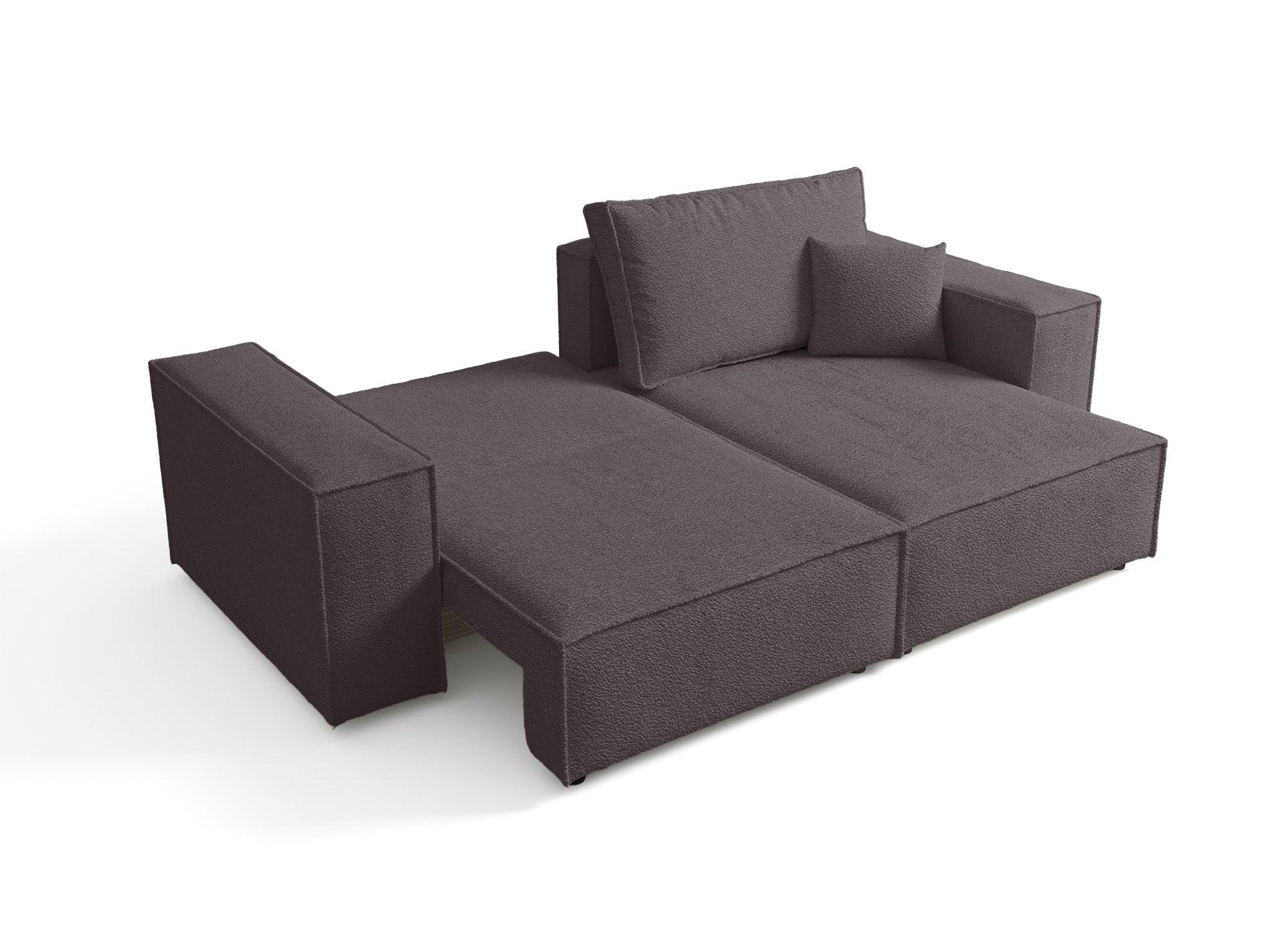 JADE MINI umwandelbares und wendbares Ecksofa mit Stauraum aus braunem Bouclé-Stoff