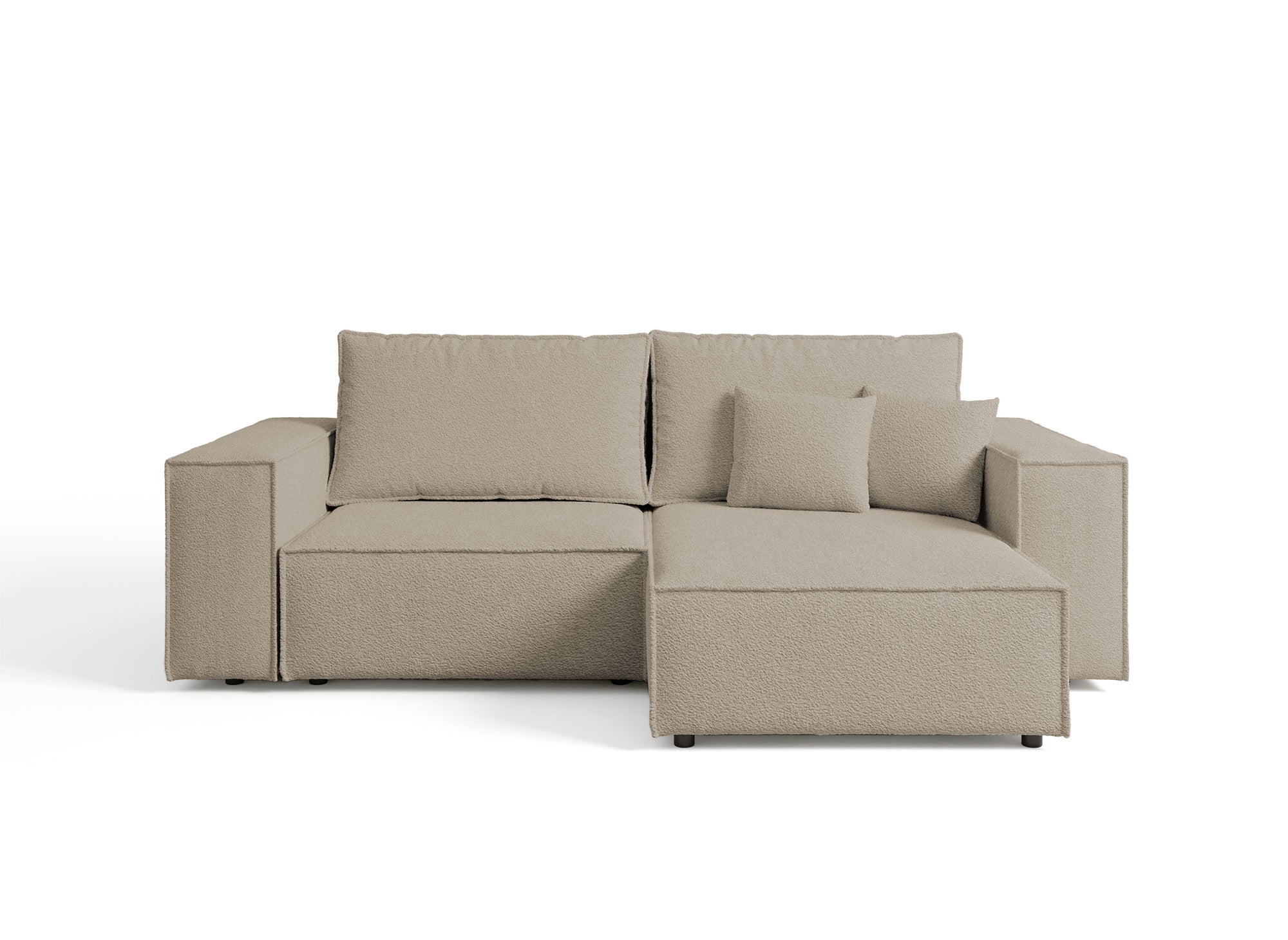 JADE MINI Taupe Frottee-Ecksofa mit Stauraum, umwandelbar und wendbar