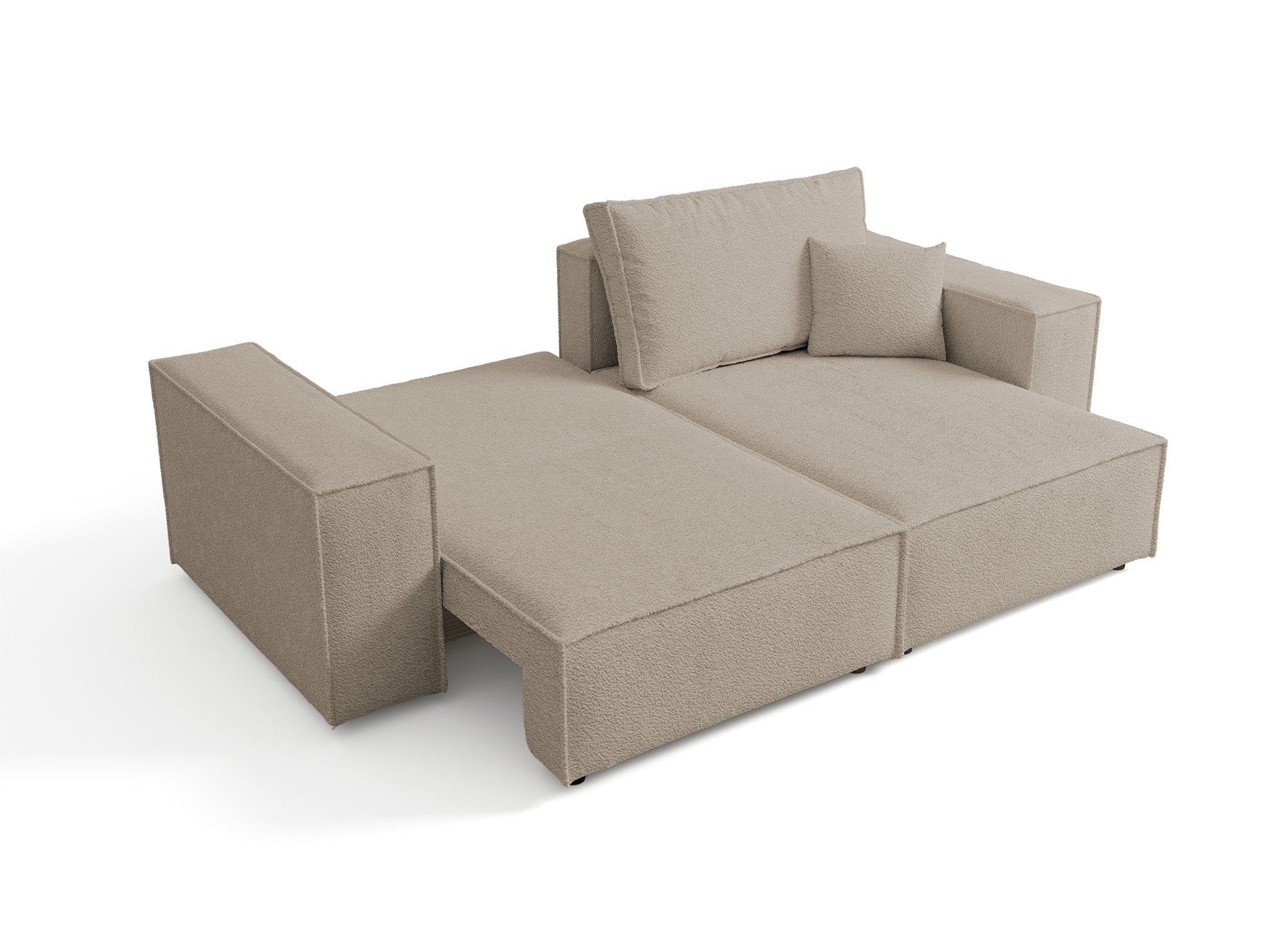 JADE MINI Taupe Frottee-Ecksofa mit Stauraum, umwandelbar und wendbar