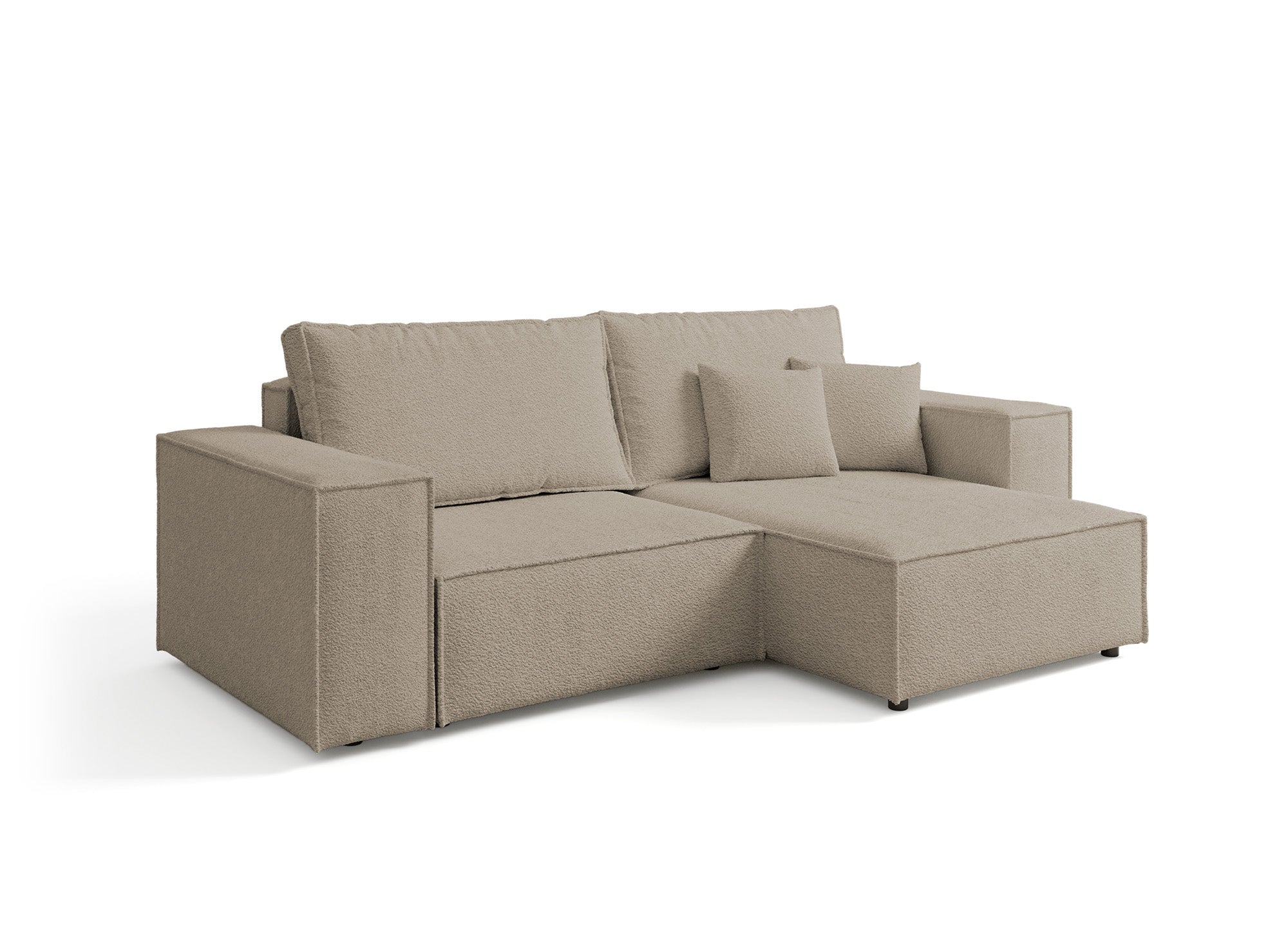 JADE MINI Taupe Frottee-Ecksofa mit Stauraum, umwandelbar und wendbar