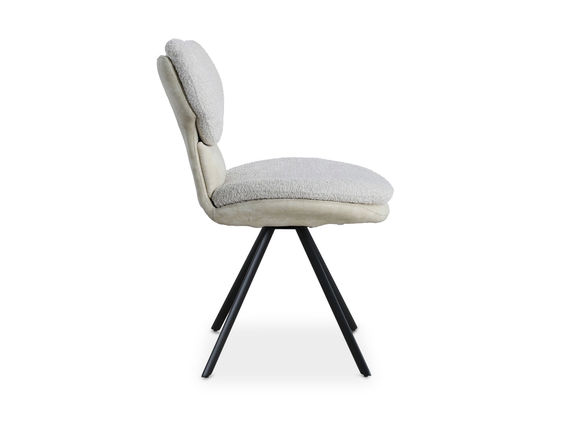 2er-Set Designerstühle aus beigem Bouclette-Stoff MILIA