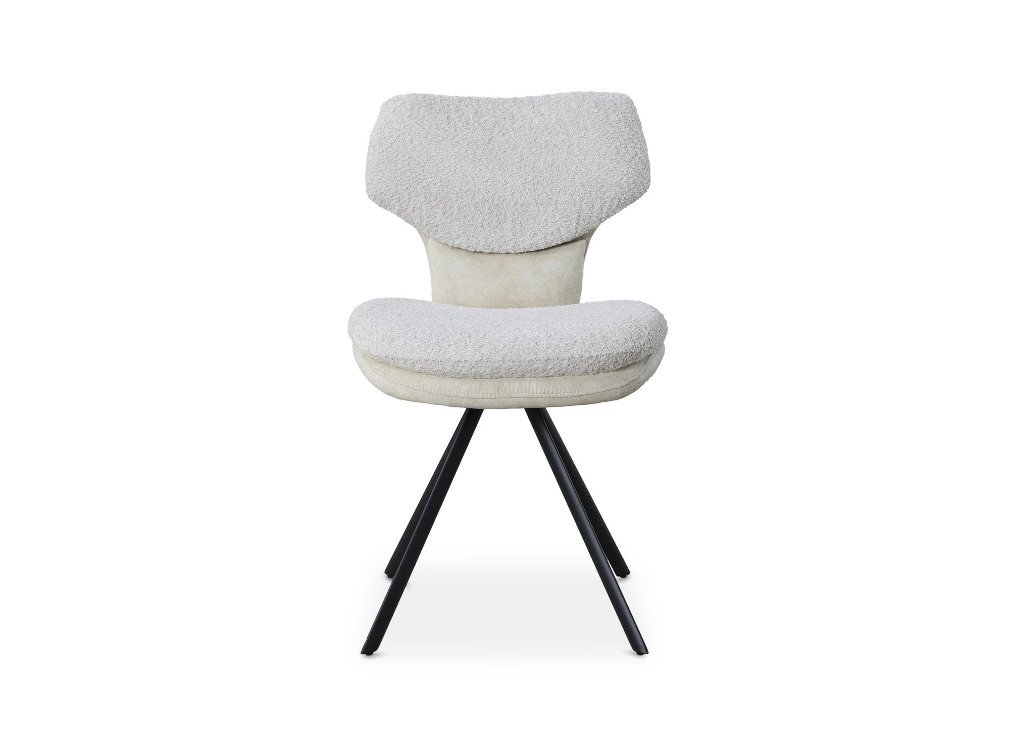 2er-Set Designerstühle aus beigem Bouclette-Stoff MILIA