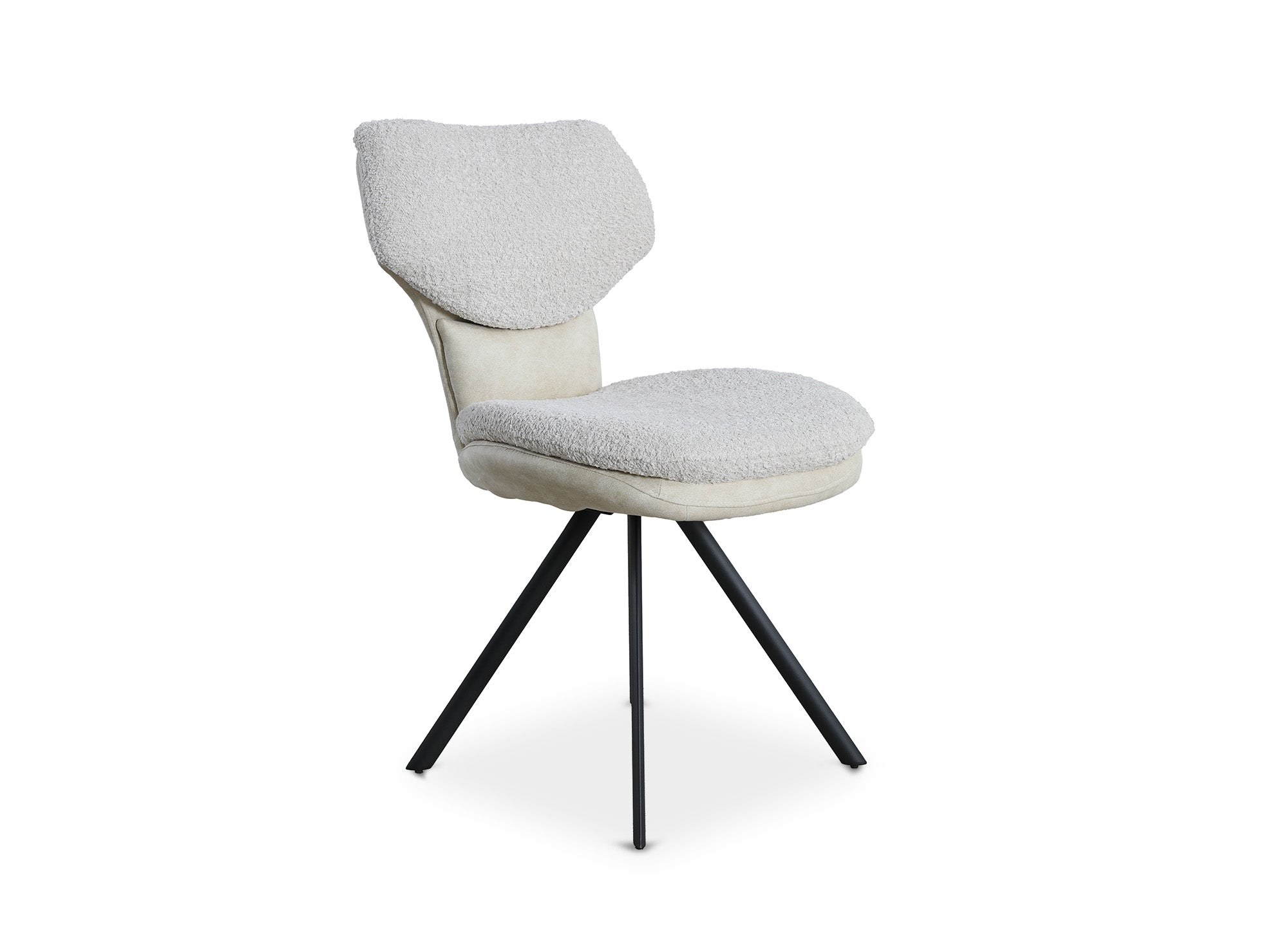 2er-Set Designerstühle aus beigem Bouclette-Stoff MILIA