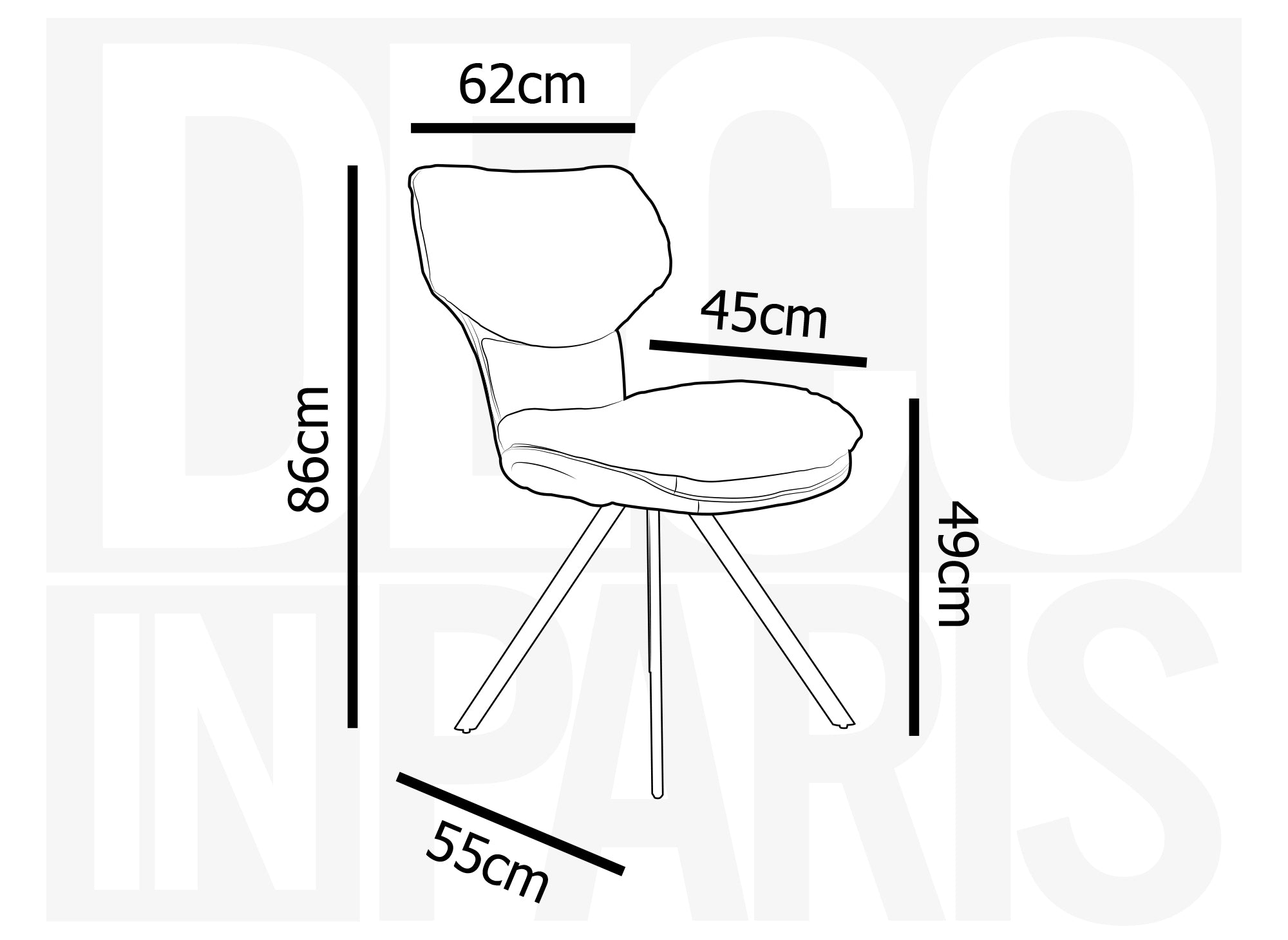 2er Set Designerstühle aus anthrazitgrauem Bouclette-Stoff MILIA