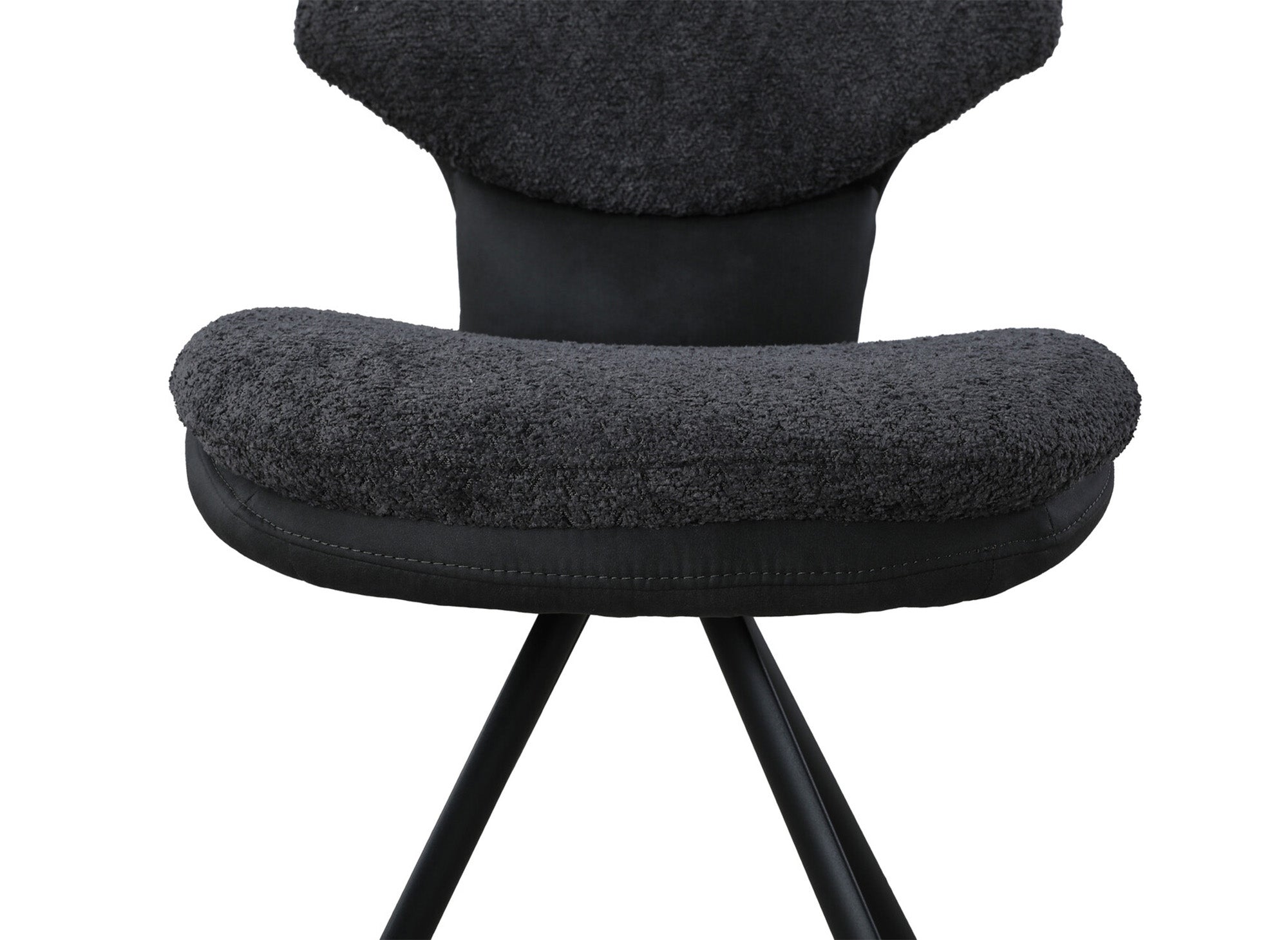 2er Set Designerstühle aus anthrazitgrauem Bouclette-Stoff MILIA