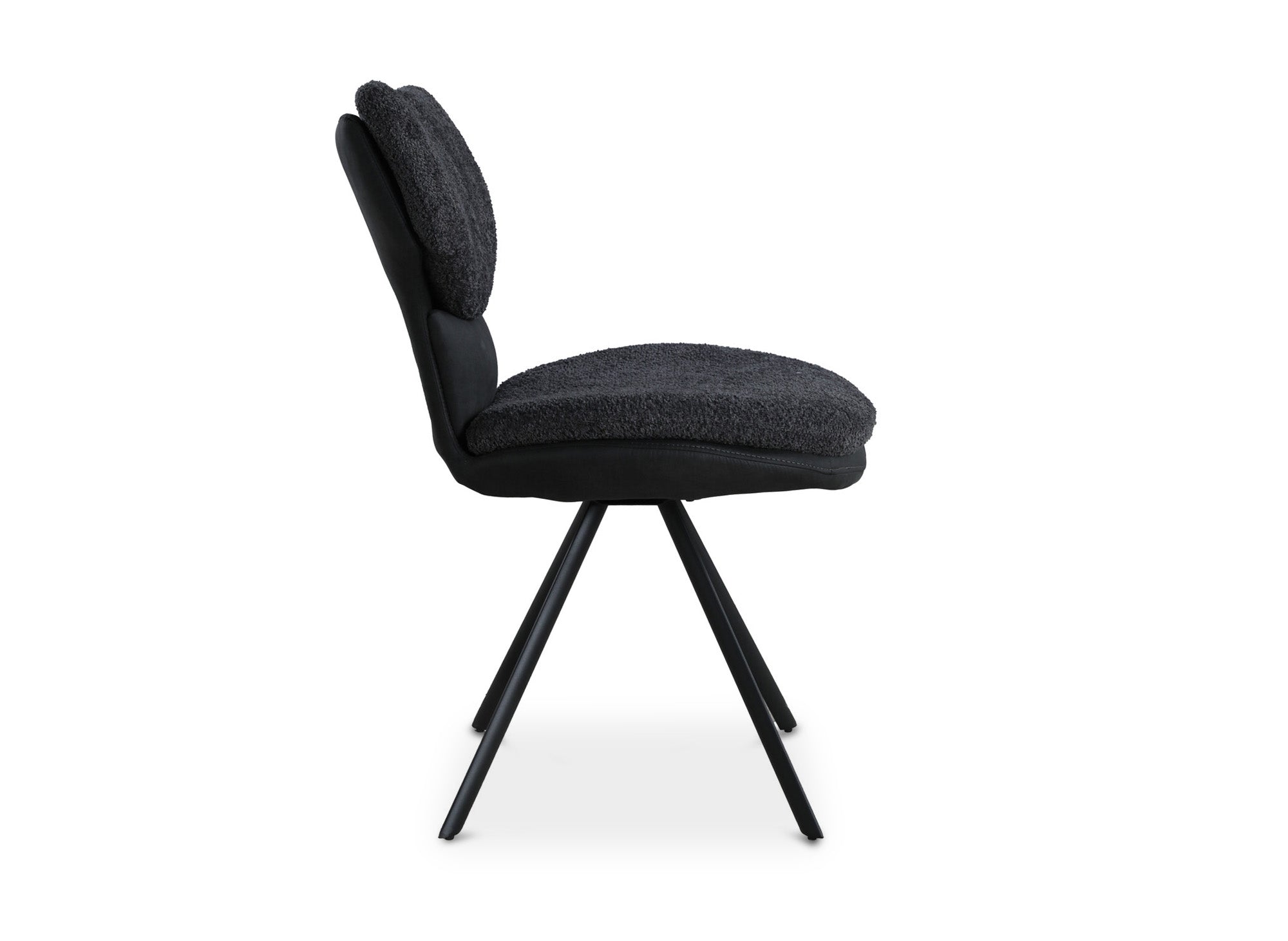 2er Set Designerstühle aus anthrazitgrauem Bouclette-Stoff MILIA