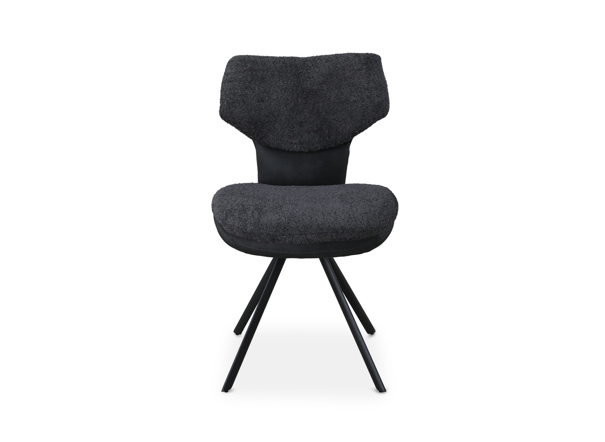 2er Set Designerstühle aus anthrazitgrauem Bouclette-Stoff MILIA