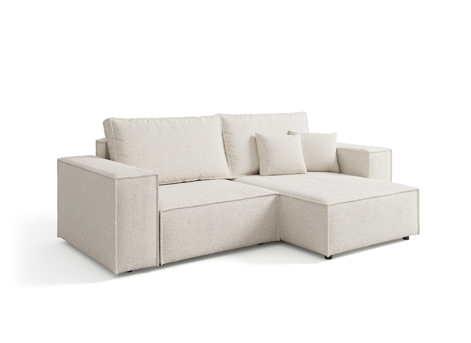 JADE MINI umwandelbares und wendbares Ecksofa mit Stauraum aus beigem Bouclé-Stoff